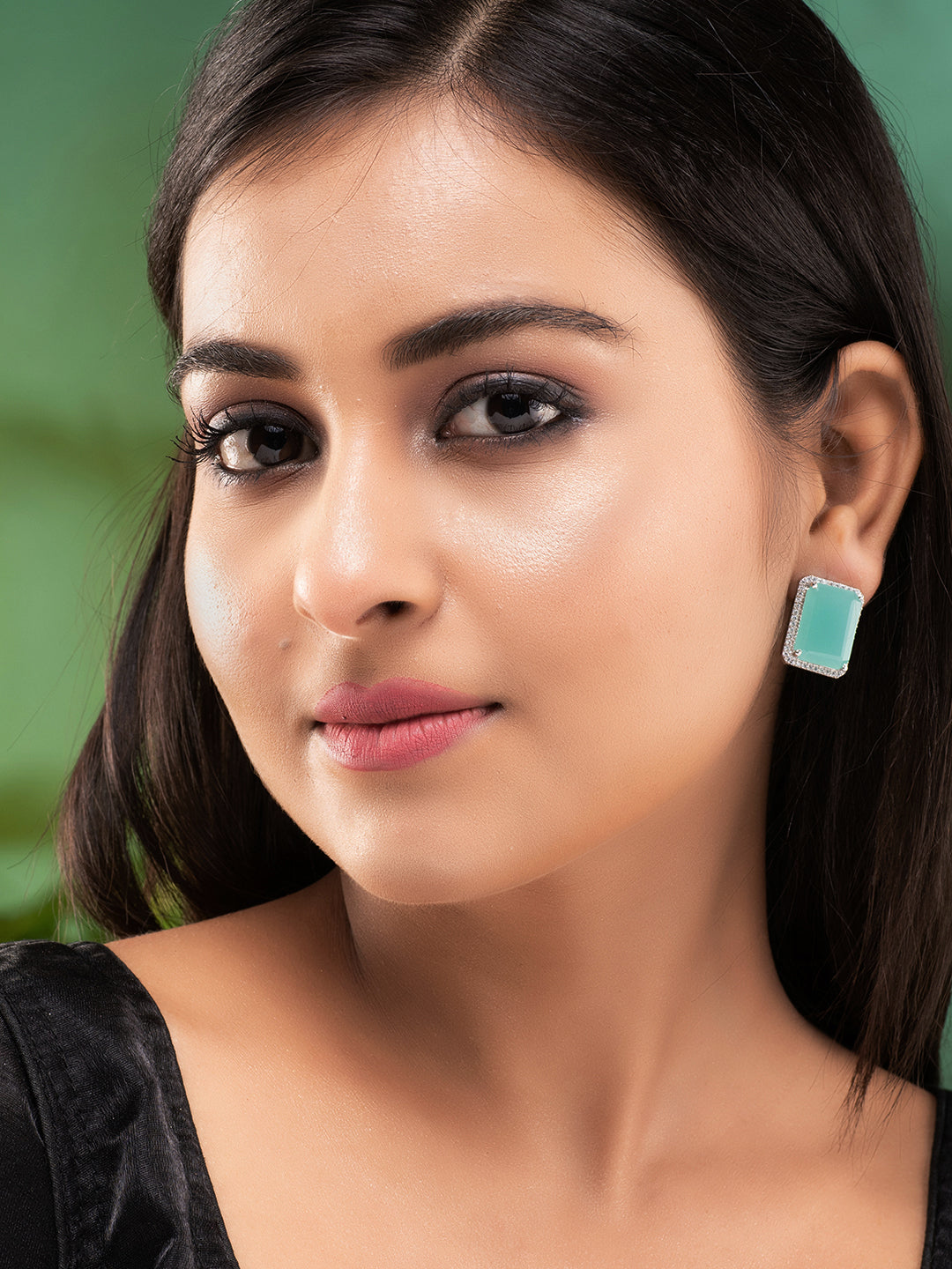 Sea Green Square Studs Earrings, zaveri pearls, sale price rs, sale price, sale gold plated, sale gold, sale, rubans, ring, regular price, priyassi jewellery, kushal's - Saraf RS Jewellery