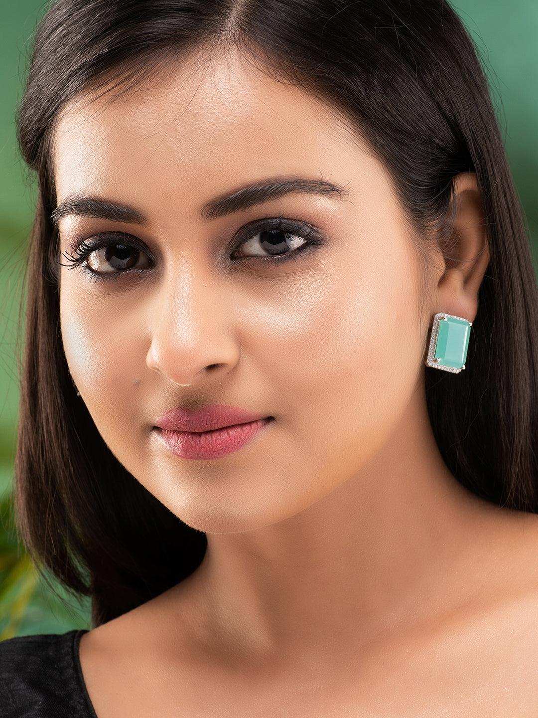 Sea Green Square Studs Earrings, zaveri pearls, sale price rs, sale price, sale gold plated, sale gold, sale, rubans, ring, regular price, priyassi jewellery, kushal's - Saraf RS Jewellery