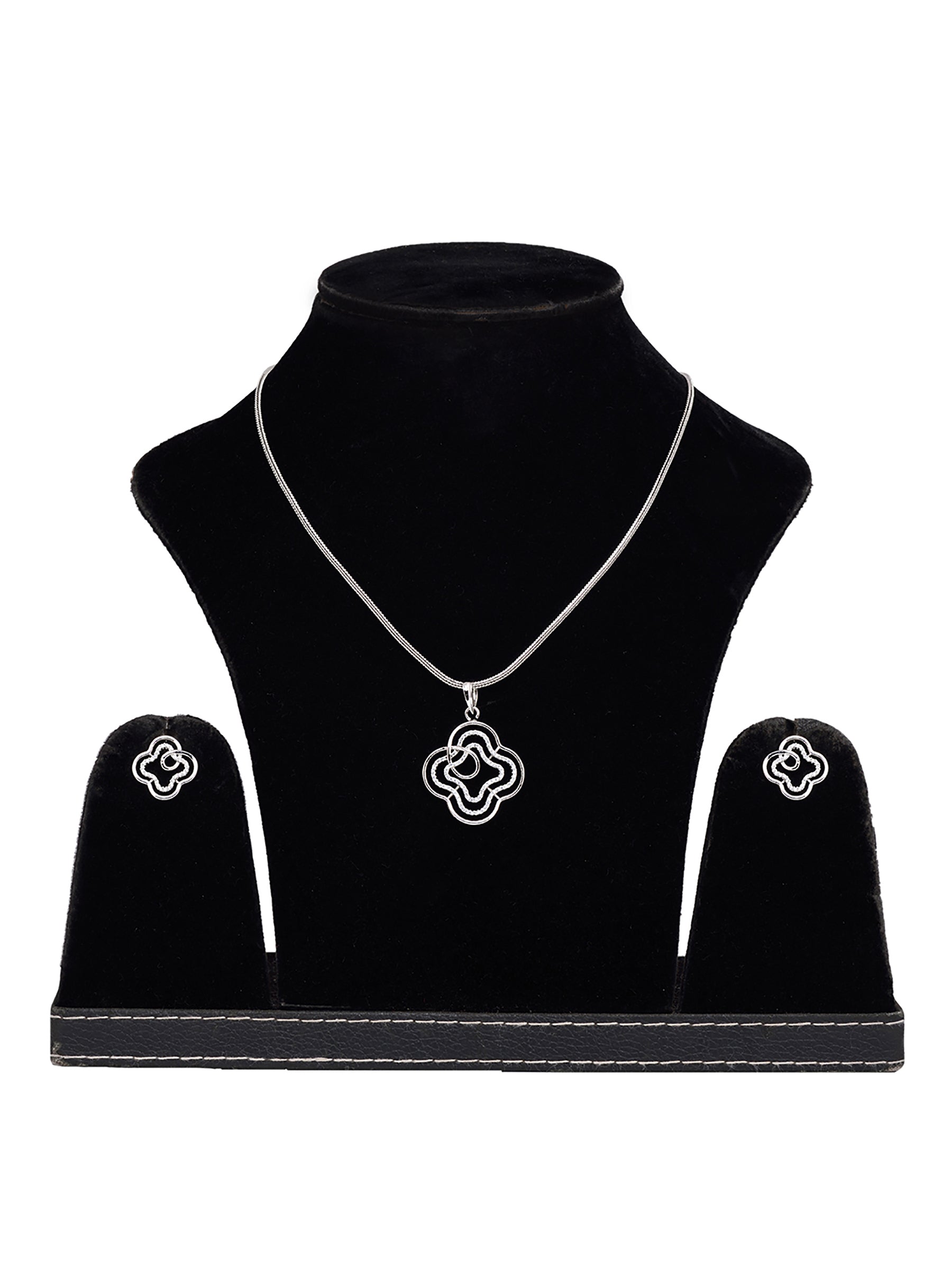 White Rhodium AD studded Floral design Pendant Earrings set chain, zaveri pearls, sale price rs, sale price, sale gold plated, sale gold, sale, rubans, ring, regular price, priyassi jewellery