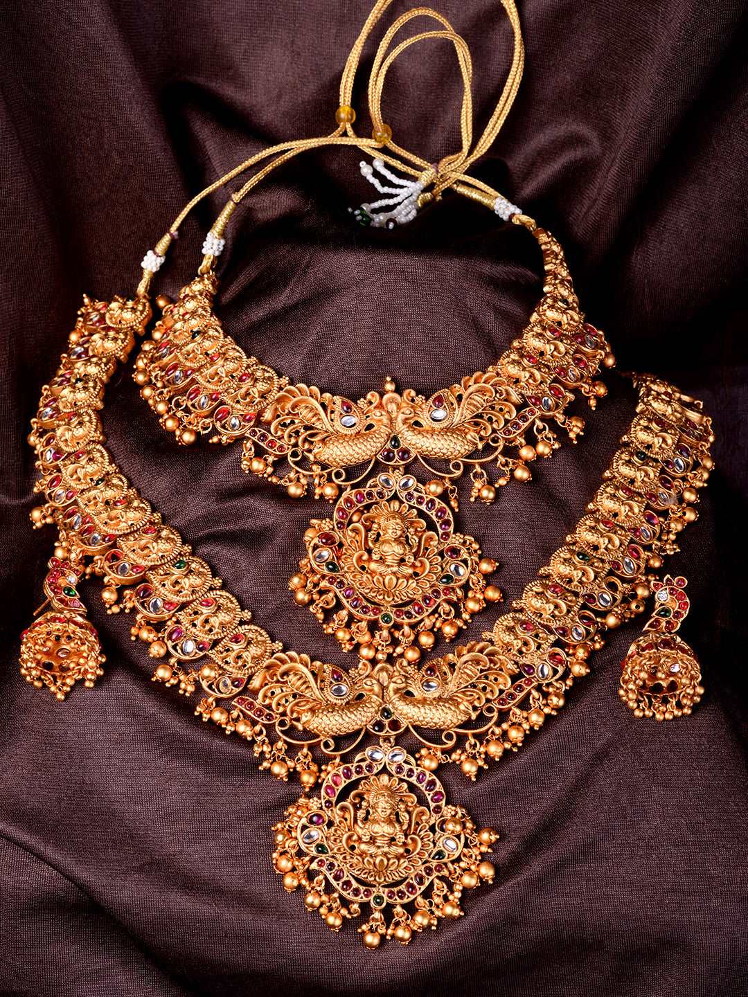 Gold Plated Gorgeous Saadhvi Combo Temple Jewellery Set, zaveri pearls, sale price rs, sale price, sale gold plated, sale gold, sale, rubans, ring, regular price, priyassi jewellery, kushal's