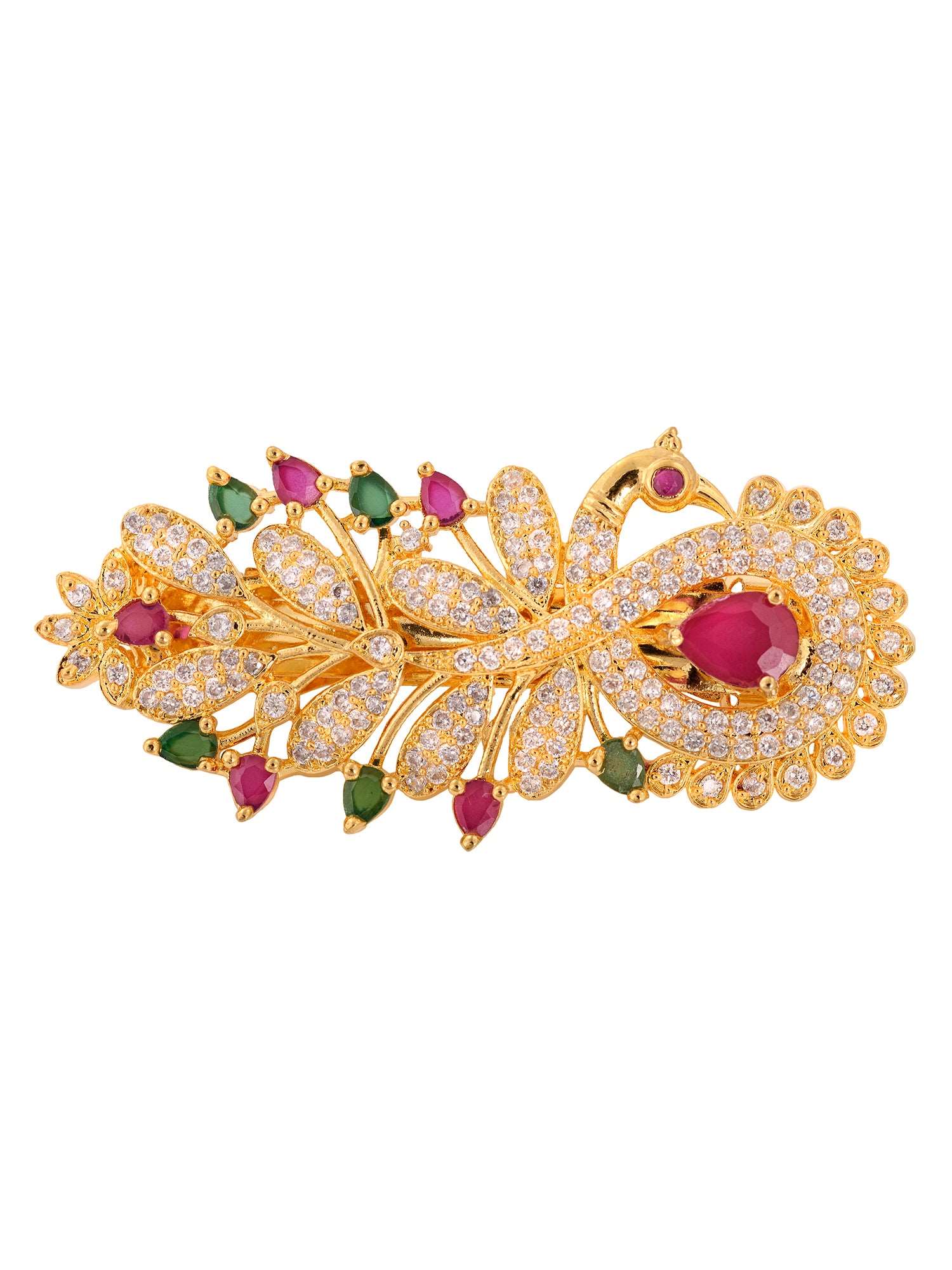 Gold Plated Peacock French Barrette Hair Claw Clip, zaveri pearls, sale price rs, sale price, sale gold plated, sale gold, sale, rubans, ring, regular price, priyassi jewellery, kushal's - Sa