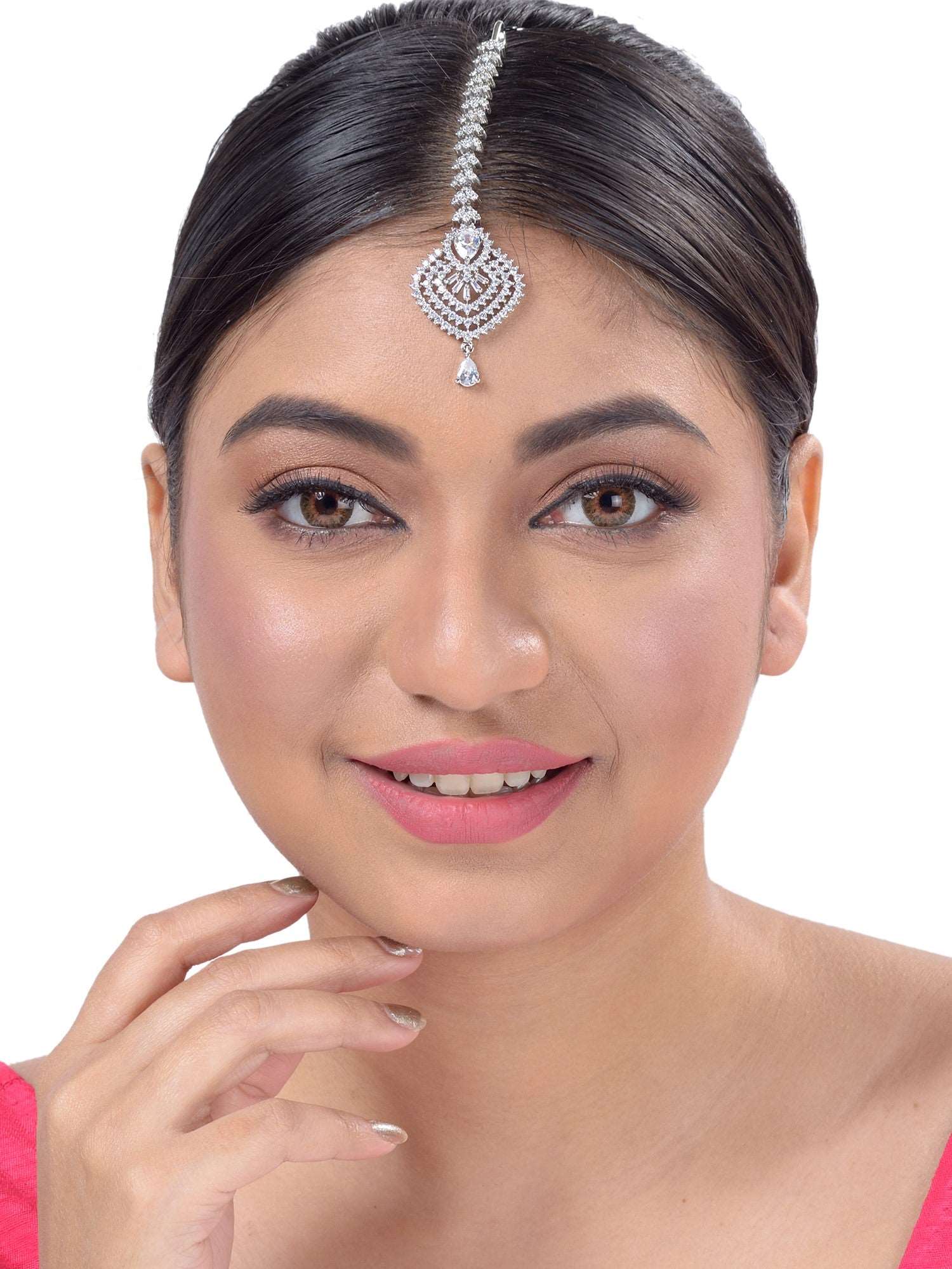Beautiful Diamond shaped Maang Tikka AD studded Silver plated for Women & Girls, zaveri pearls, sale price rs, sale price, sale gold plated, sale gold, sale, rubans, ring, regular price, priy