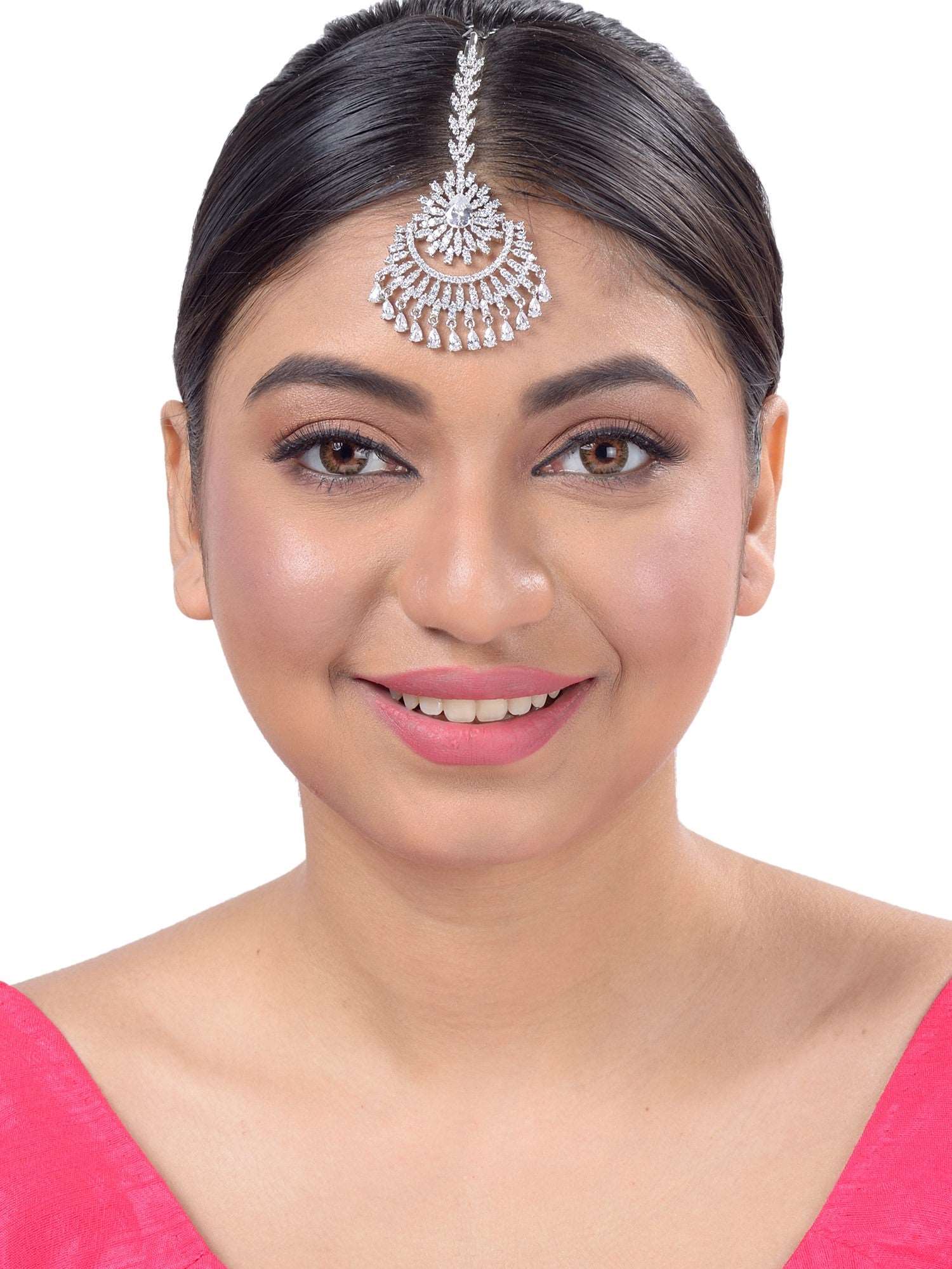 Chandbali style Diamond Maang Tikka Silver plated & AD studded for Women & Girls, zaveri pearls, sale price rs, sale price, sale gold plated, sale gold, sale, rubans, ring, regular price, pri