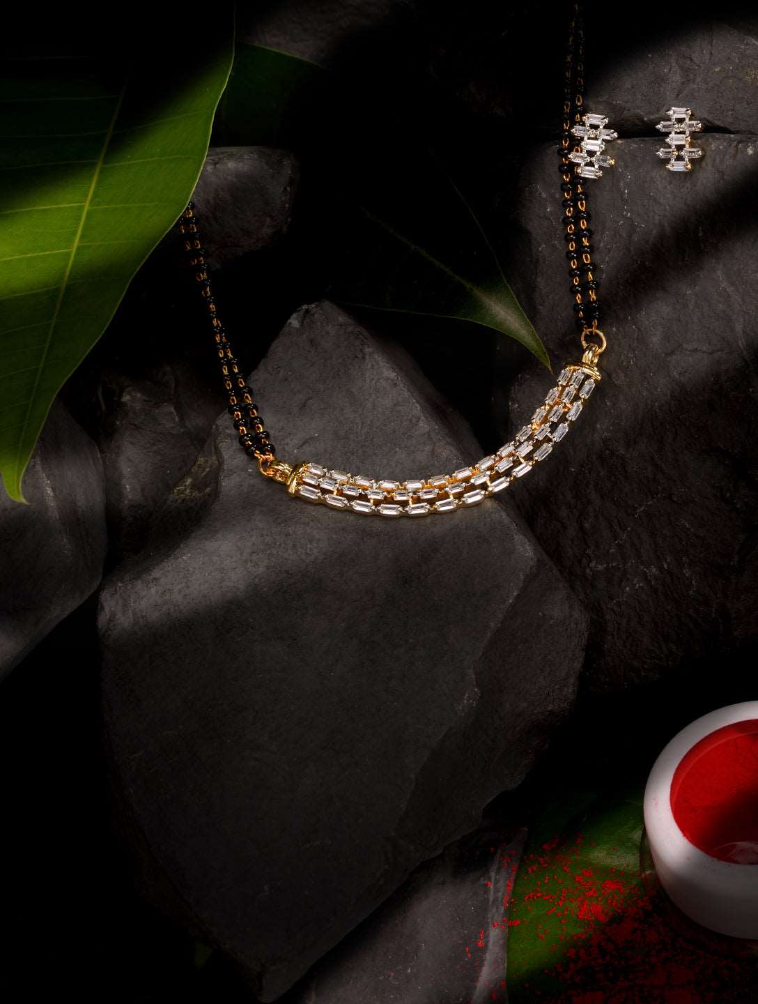 Gold Plated AD Studded Elegant Mangalsutra Pendant Earrings Set, zaveri pearls, sale price rs, sale price, sale gold plated, sale gold, sale, rubans, ring, regular price, priyassi jewellery, 