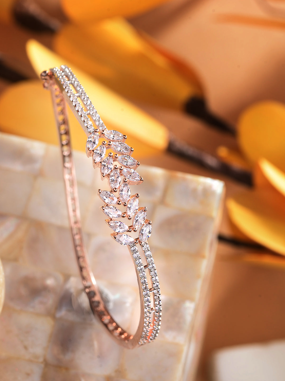 Rose Gold Plated Marquis AD Studded Kada Bracelet, zaveri pearls, sale price rs, sale price, sale gold plated, sale gold, sale, rubans, ring, regular price, priyassi jewellery, kushal's - Sar