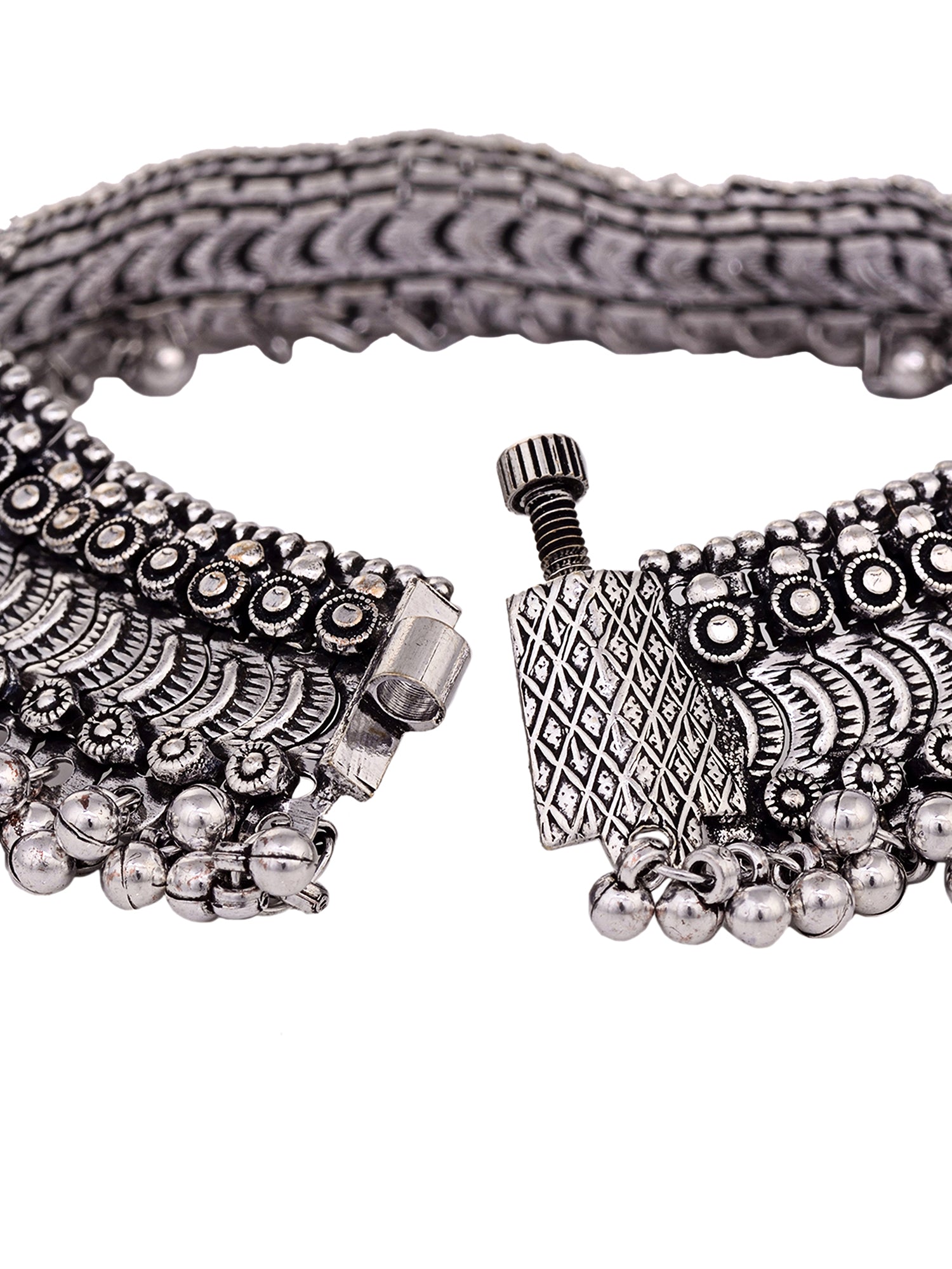 Set Of 2 Oxidised Silver Plated Payal Anklet, zaveri pearls, sale price rs, sale price, sale gold plated, sale gold, sale, rubans, ring, regular price, priyassi jewellery, kushal's - Saraf RS