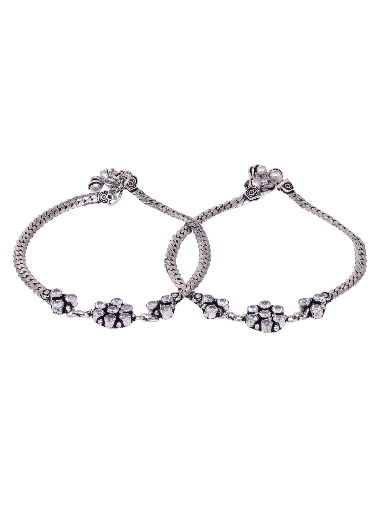 Set Of 2 Oxidised Silver Plated Payal Anklet, zaveri pearls, sale price rs, sale price, sale gold plated, sale gold, sale, rubans, ring, regular price, priyassi jewellery, kushal's - Saraf RS