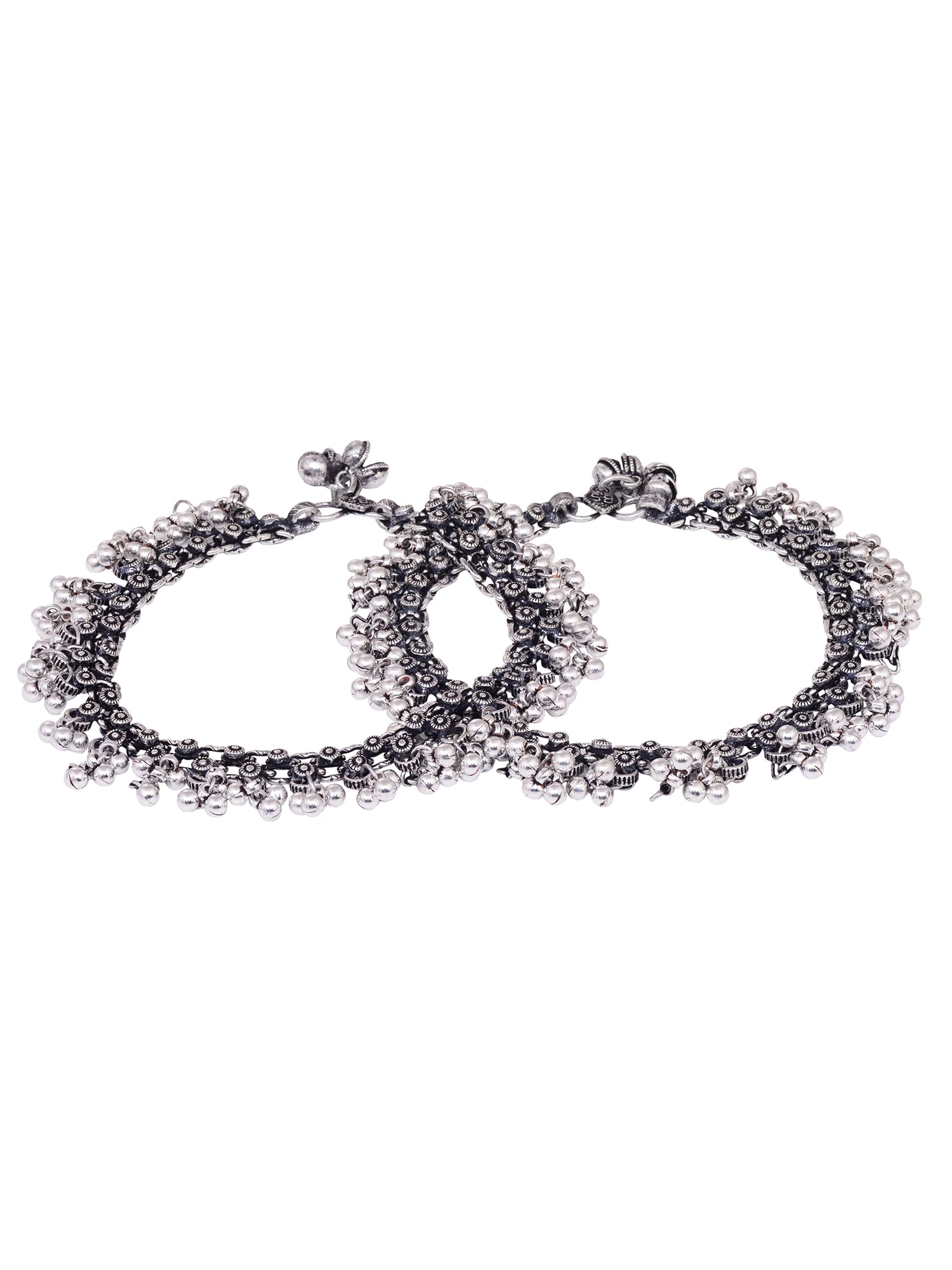 Set Of 2 Oxidised Silver Plated Payal Anklet, zaveri pearls, sale price rs, sale price, sale gold plated, sale gold, sale, rubans, ring, regular price, priyassi jewellery, kushal's - Saraf RS