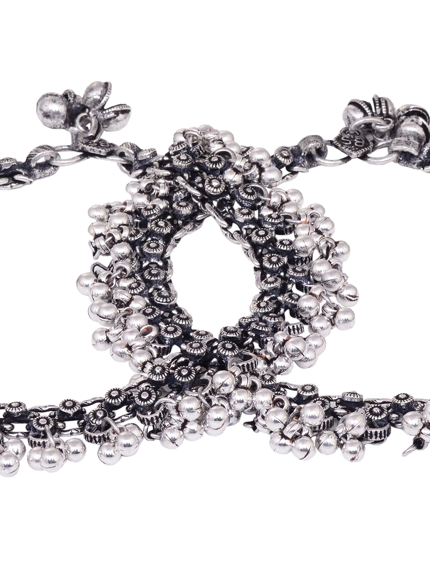 Set Of 2 Oxidised Silver Plated Payal Anklet, zaveri pearls, sale price rs, sale price, sale gold plated, sale gold, sale, rubans, ring, regular price, priyassi jewellery, kushal's - Saraf RS