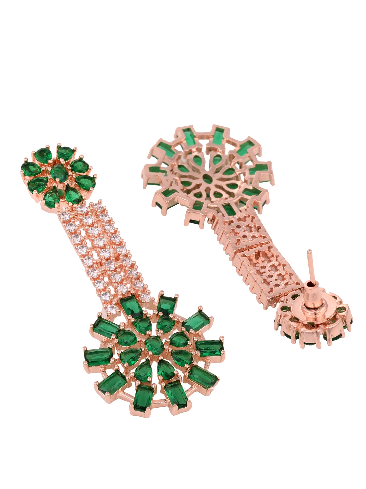 Rose gold Toned Green AD Studded Contemporary Choker Jewellery Set Tika, zaveri pearls, sale price rs, sale price, sale gold plated, sale gold, sale, rubans, ring, regular price, priyassi jew