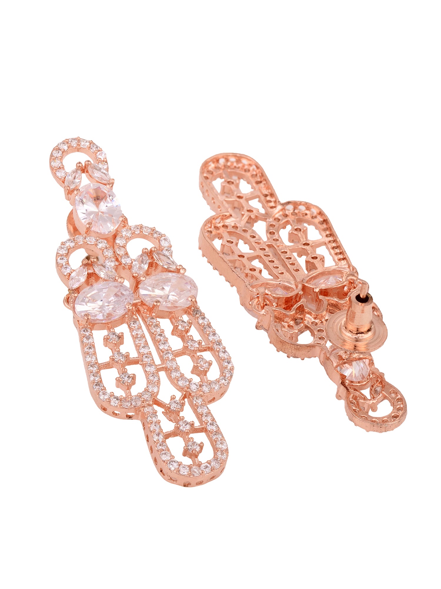 Rose Gold Plated White AD Studded Designer Choker Jewellery Set Mang Tika, zaveri pearls, sale price rs, sale price, sale gold plated, sale gold, sale, rubans, ring, regular price, priyassi j