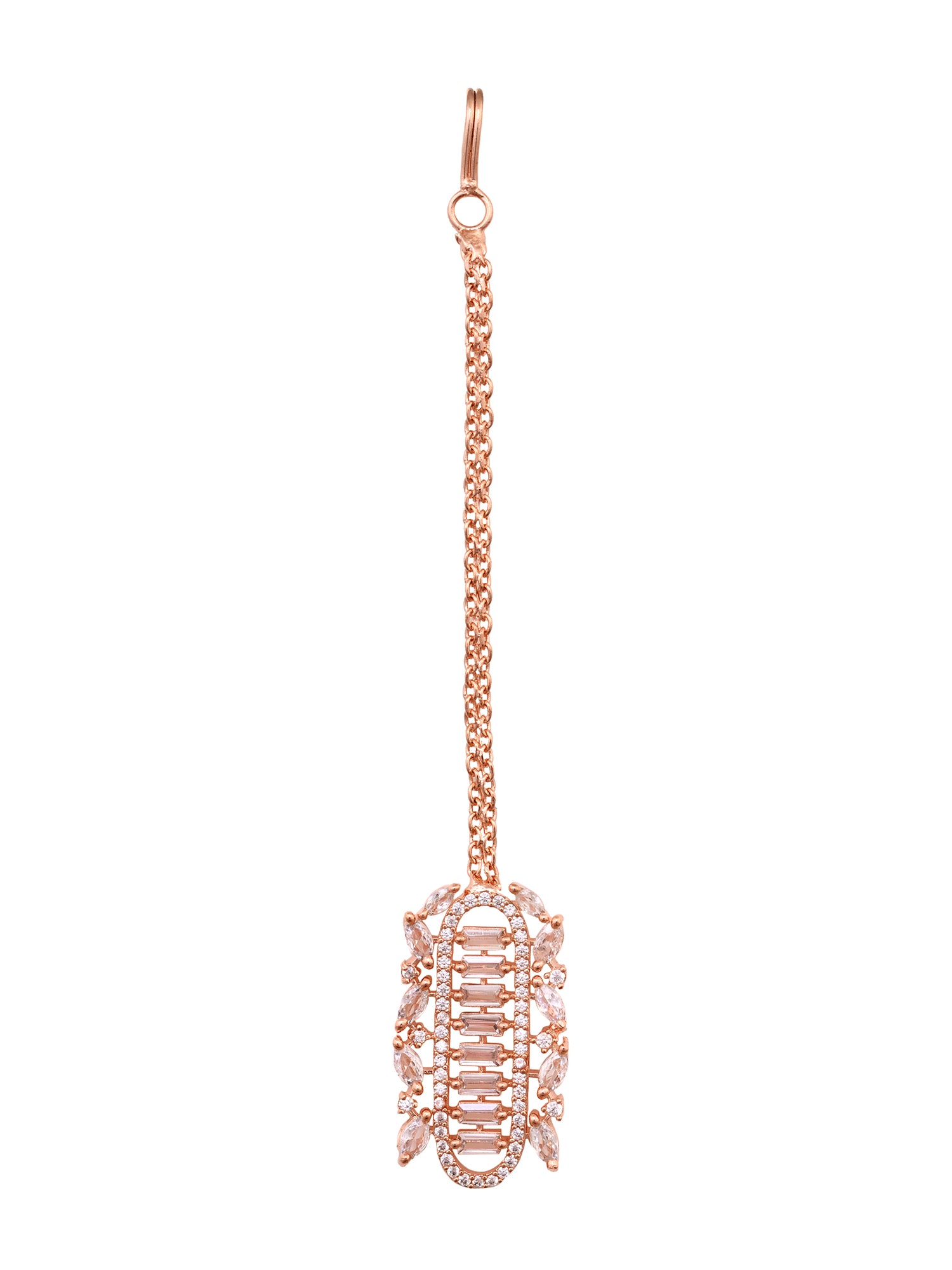 Rose Gold Plated Red & White AD Studded Choker Tika Jewellery Set, zaveri pearls, sale price rs, sale price, sale gold plated, sale gold, sale, rubans, ring, regular price, priyassi jewellery