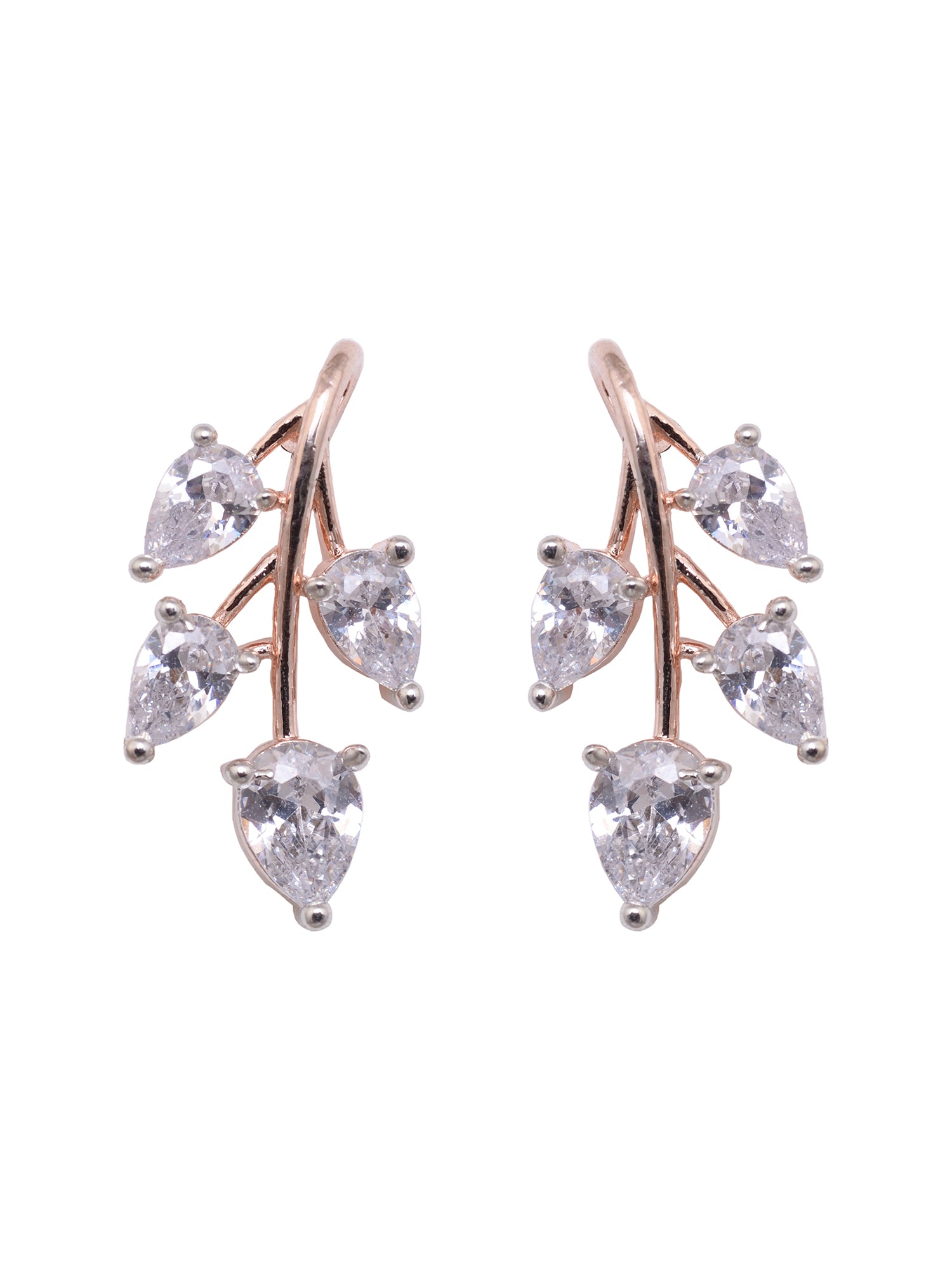 Rose Gold Plated White AD Studded Leaf Design Locket Jewellery Set, zaveri pearls, sale price rs, sale price, sale gold plated, sale gold, sale, rubans, ring, regular price, priyassi jeweller