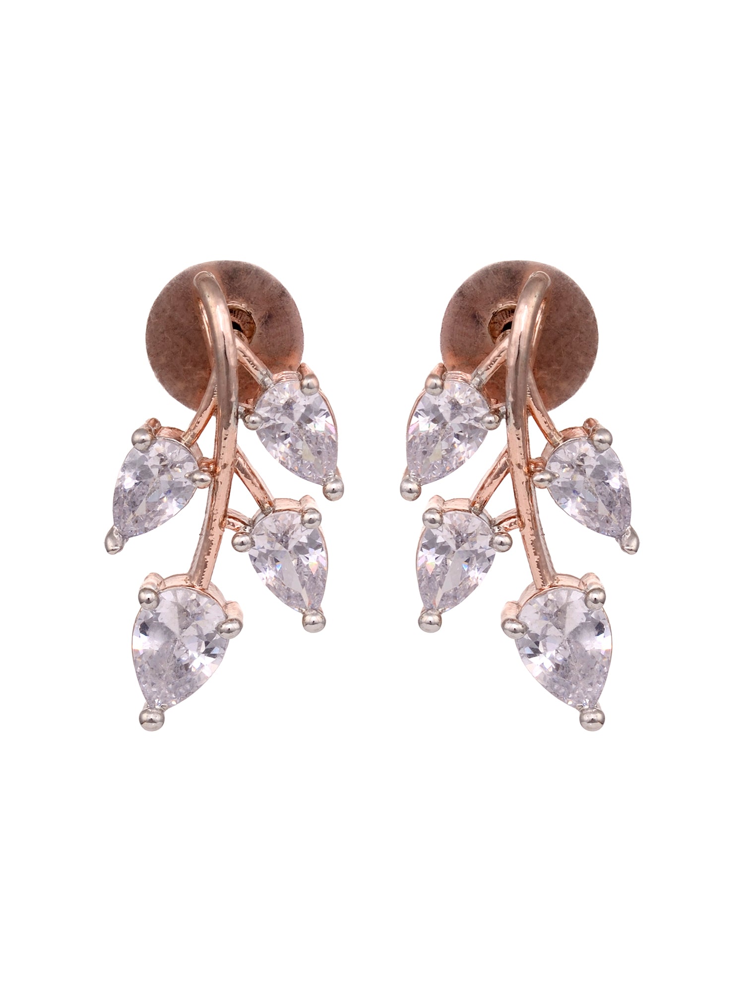 Rose Gold Plated White AD Studded Leaf Design Locket Jewellery Set, zaveri pearls, sale price rs, sale price, sale gold plated, sale gold, sale, rubans, ring, regular price, priyassi jeweller