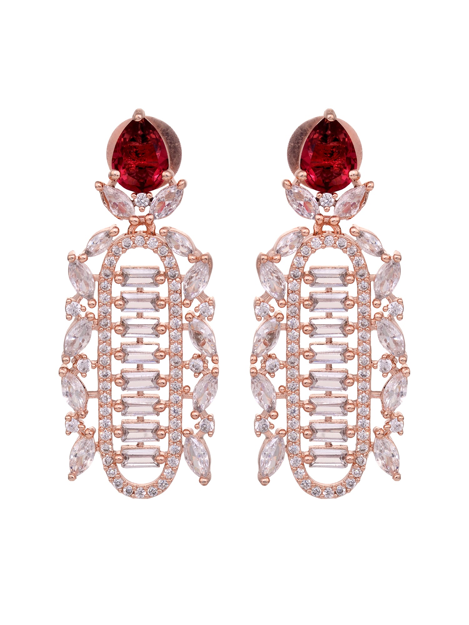 Rose Gold Plated Red & White AD Studded Choker Tika Jewellery Set, zaveri pearls, sale price rs, sale price, sale gold plated, sale gold, sale, rubans, ring, regular price, priyassi jewellery