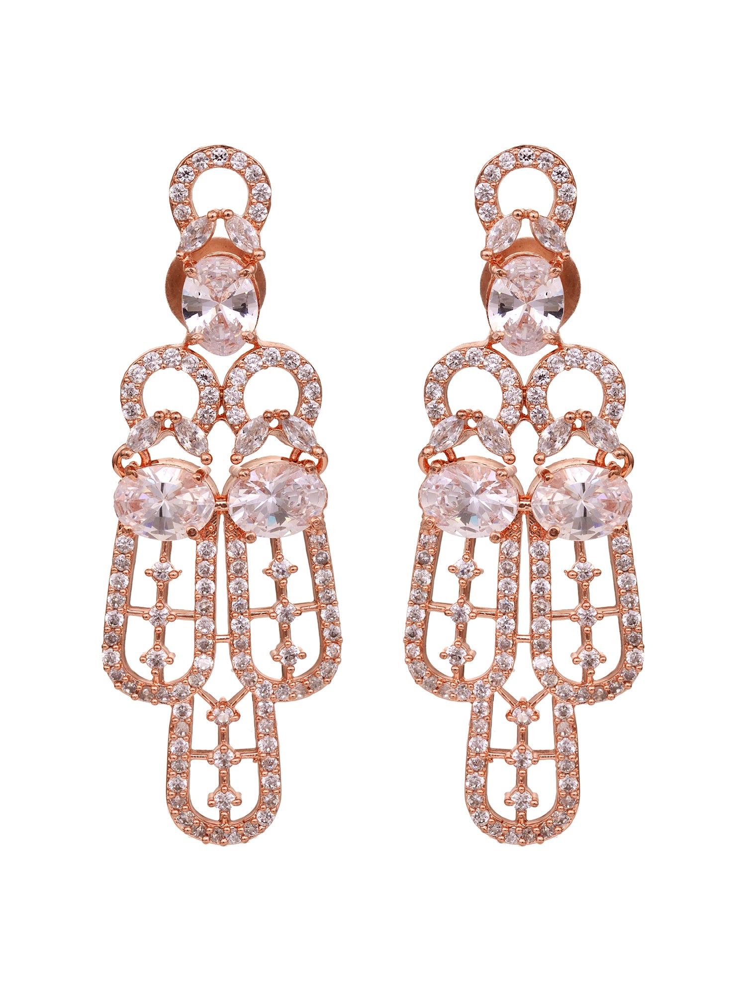 Rose Gold Plated White AD Studded Designer Choker Jewellery Set Mang Tika, zaveri pearls, sale price rs, sale price, sale gold plated, sale gold, sale, rubans, ring, regular price, priyassi j