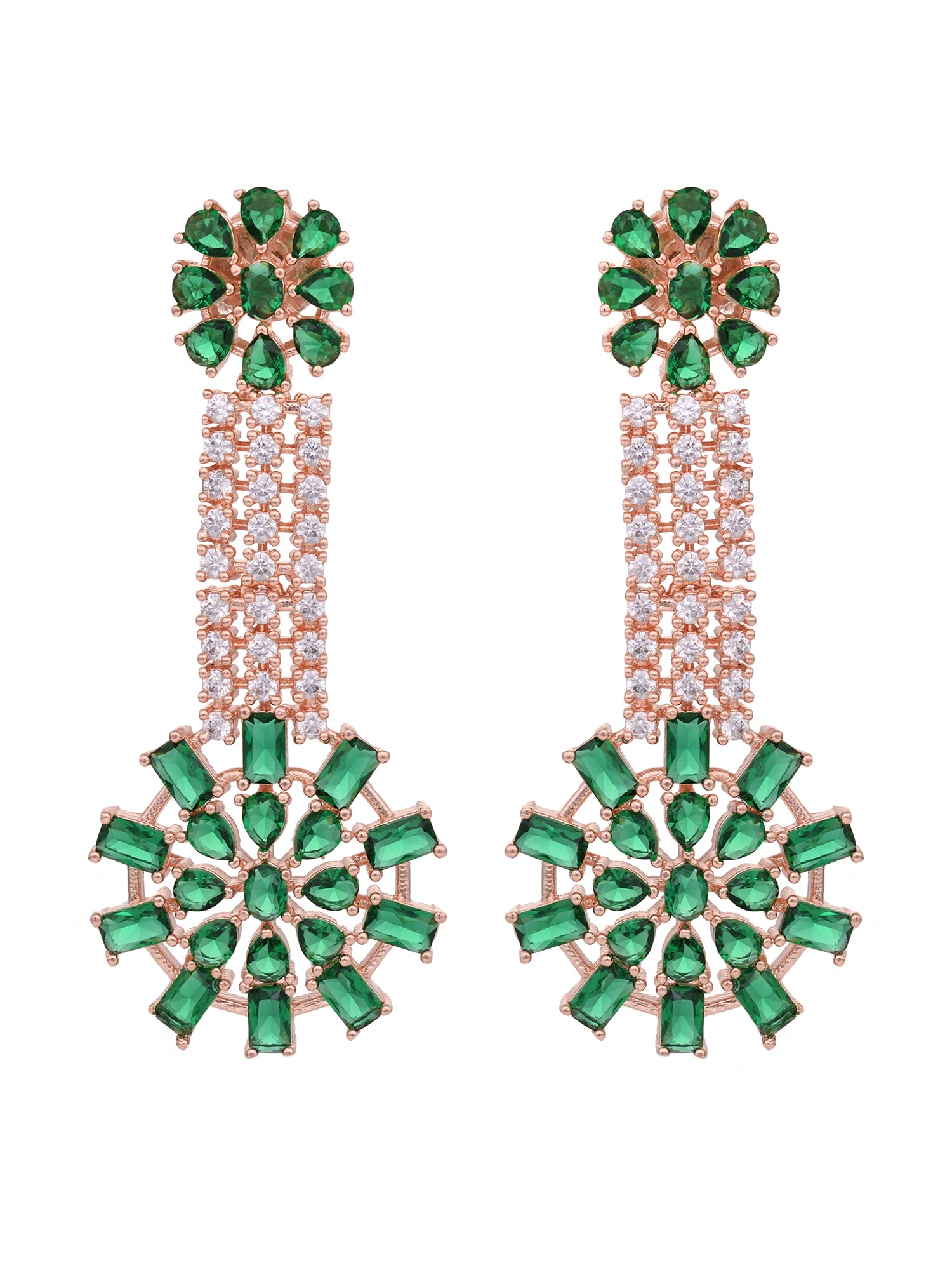 Rose gold Toned Green AD Studded Contemporary Choker Jewellery Set Tika, zaveri pearls, sale price rs, sale price, sale gold plated, sale gold, sale, rubans, ring, regular price, priyassi jew