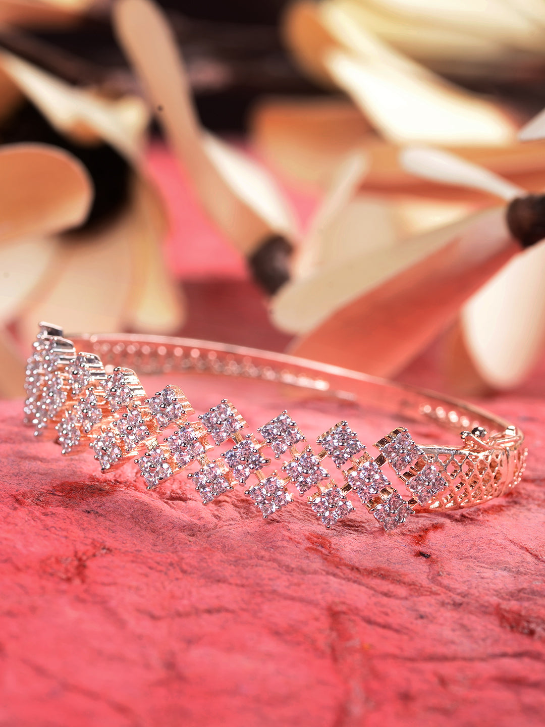 Rose Gold Plated AD Studded Statement Bangle Bracelet, zaveri pearls, sale price rs, sale price, sale gold plated, sale gold, sale, rubans, ring, regular price, priyassi jewellery, kushal's -