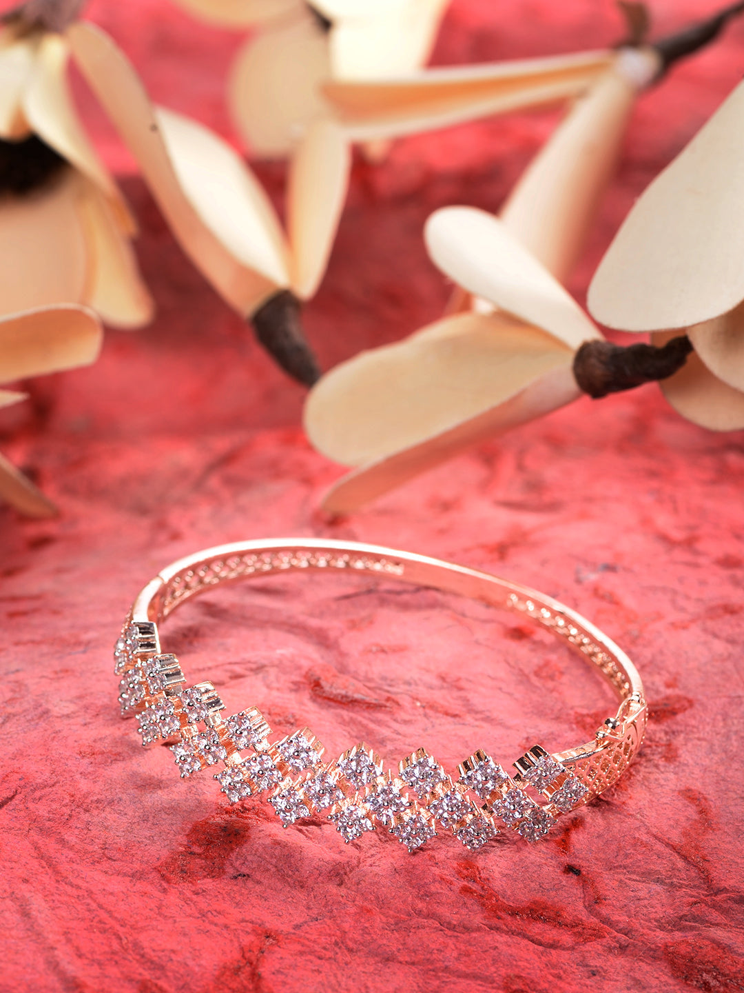 Rose Gold Plated AD Studded Statement Bangle Bracelet, zaveri pearls, sale price rs, sale price, sale gold plated, sale gold, sale, rubans, ring, regular price, priyassi jewellery, kushal's -