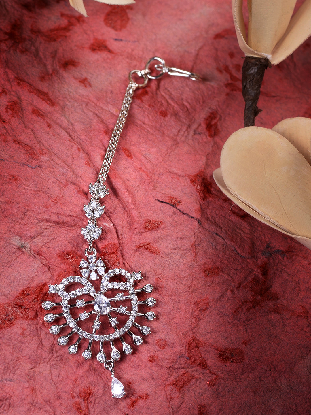 Silver Plated AD Studded Solar Hancrafted Maangtika, zaveri pearls, sale price rs, sale price, sale gold plated, sale gold, sale, rubans, ring, regular price, priyassi jewellery, kushal's - S