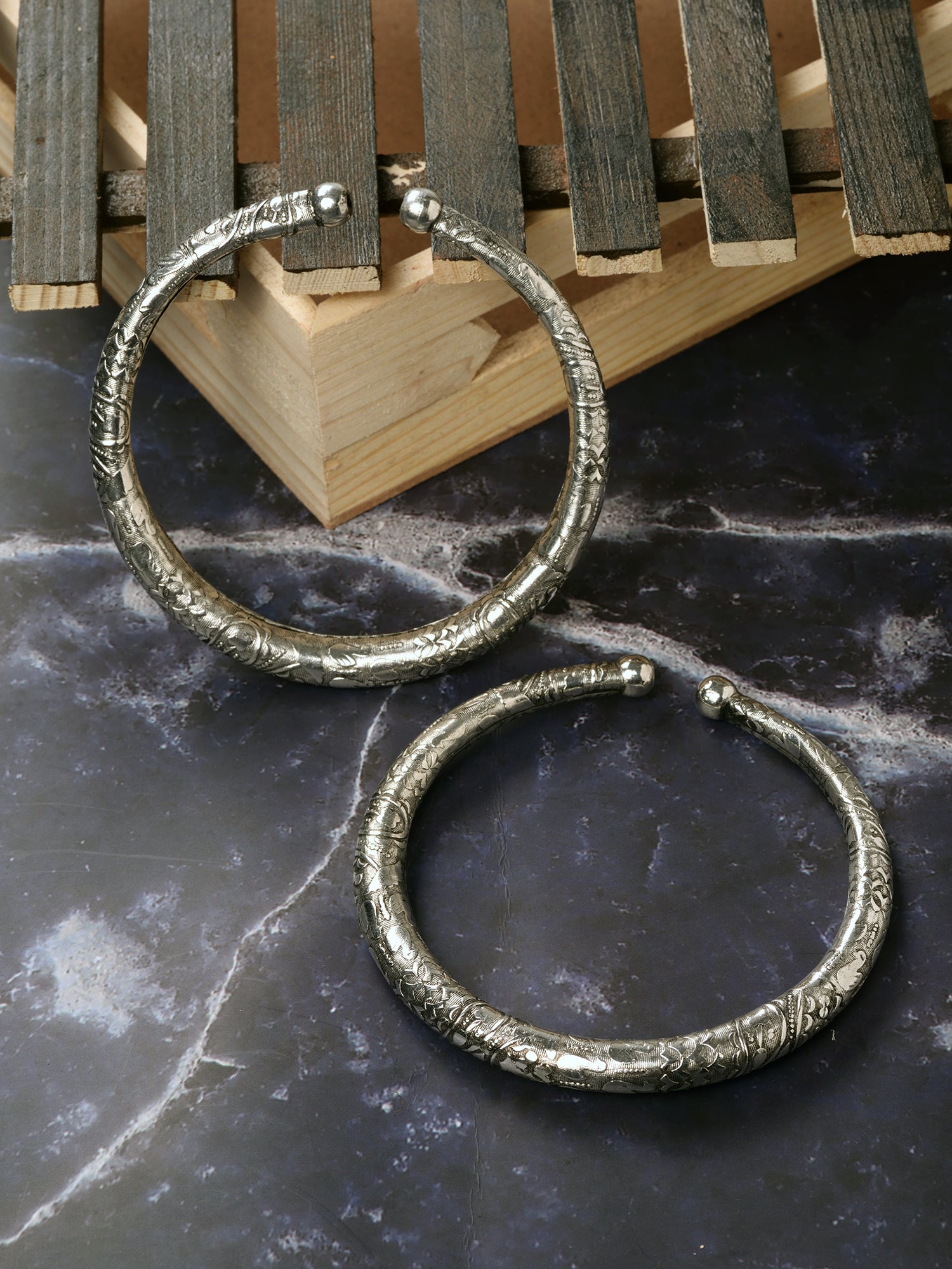 Set Of 2 Oxidised Silver Plated Payal Anklet, zaveri pearls, sale price rs, sale price, sale gold plated, sale gold, sale, rubans, ring, regular price, priyassi jewellery, kushal's - Saraf RS