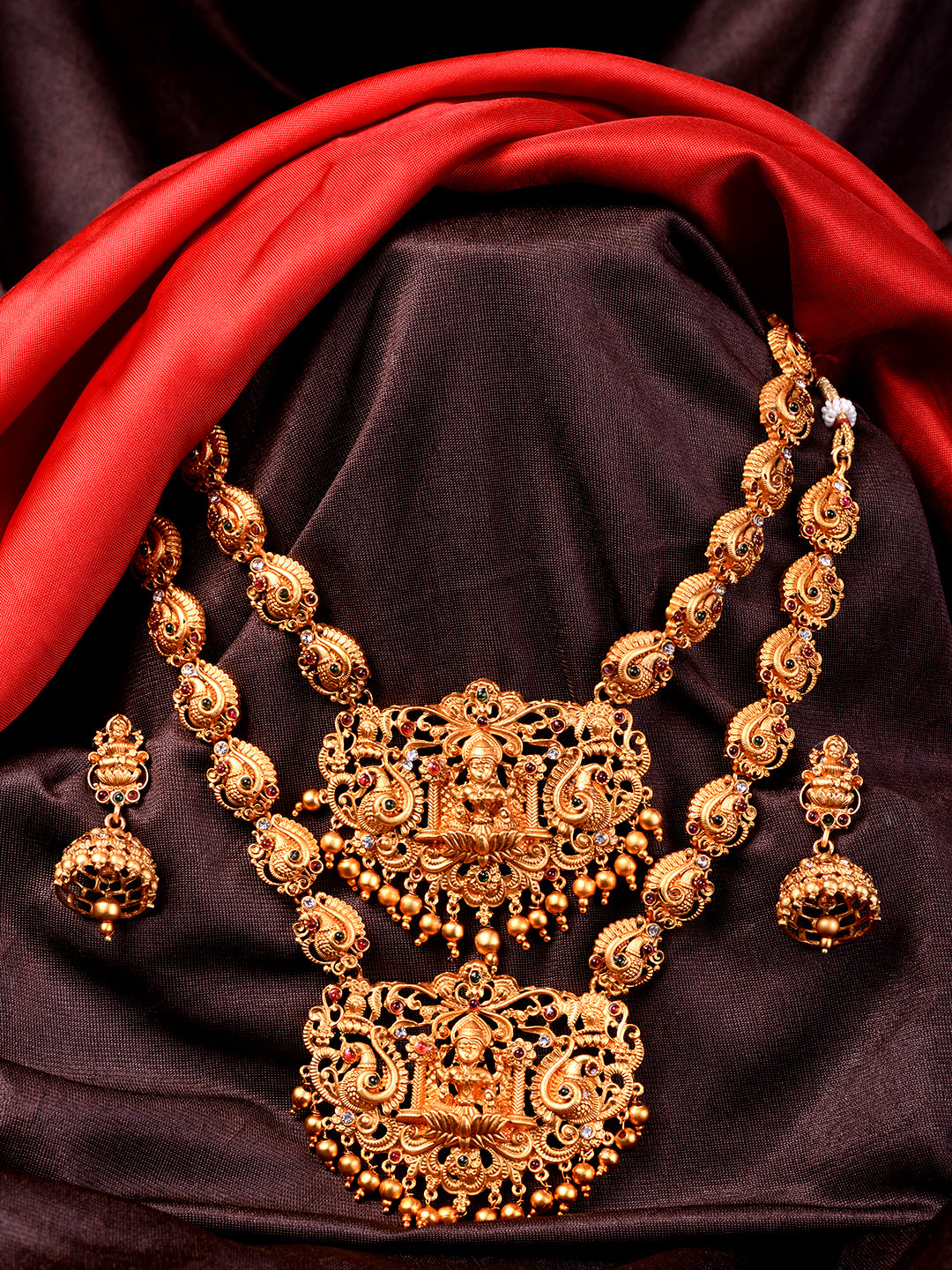 Gold Plated Trendy combo Temple Jewellery Set, zaveri pearls, sale price rs, sale price, sale gold plated, sale gold, sale, rubans, ring, regular price, priyassi jewellery, kushal's - Saraf R