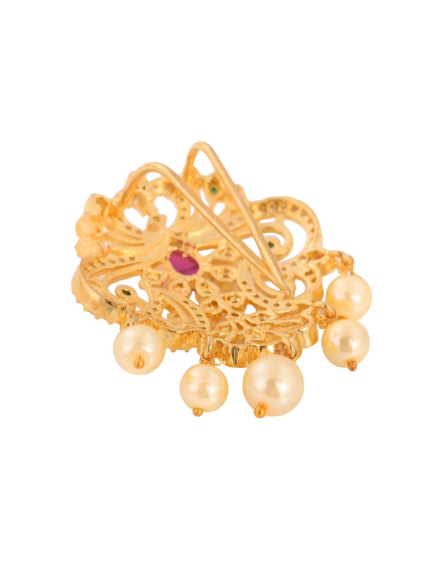 Set Of 9 Gold Toned Red AD Pearl Beads Chotis, zaveri pearls, sale price rs, sale price, sale gold plated, sale gold, sale, rubans, ring, regular price, priyassi jewellery, kushal's - Saraf R