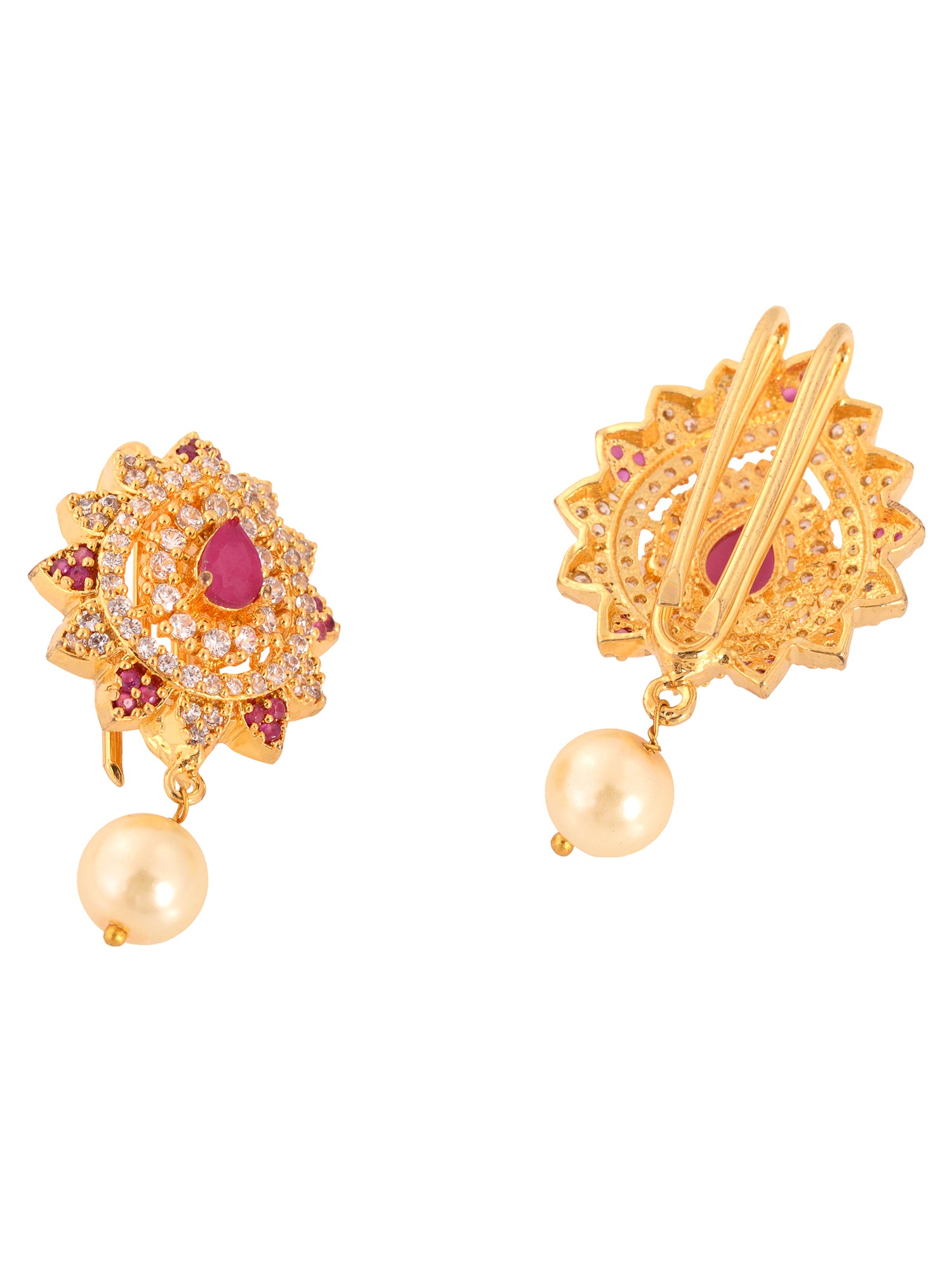 Set of 9 Gold Toned Red AD Beads Chotis, zaveri pearls, sale price rs, sale price, sale gold plated, sale gold, sale, rubans, ring, regular price, priyassi jewellery, kushal's - Saraf RS Jewe