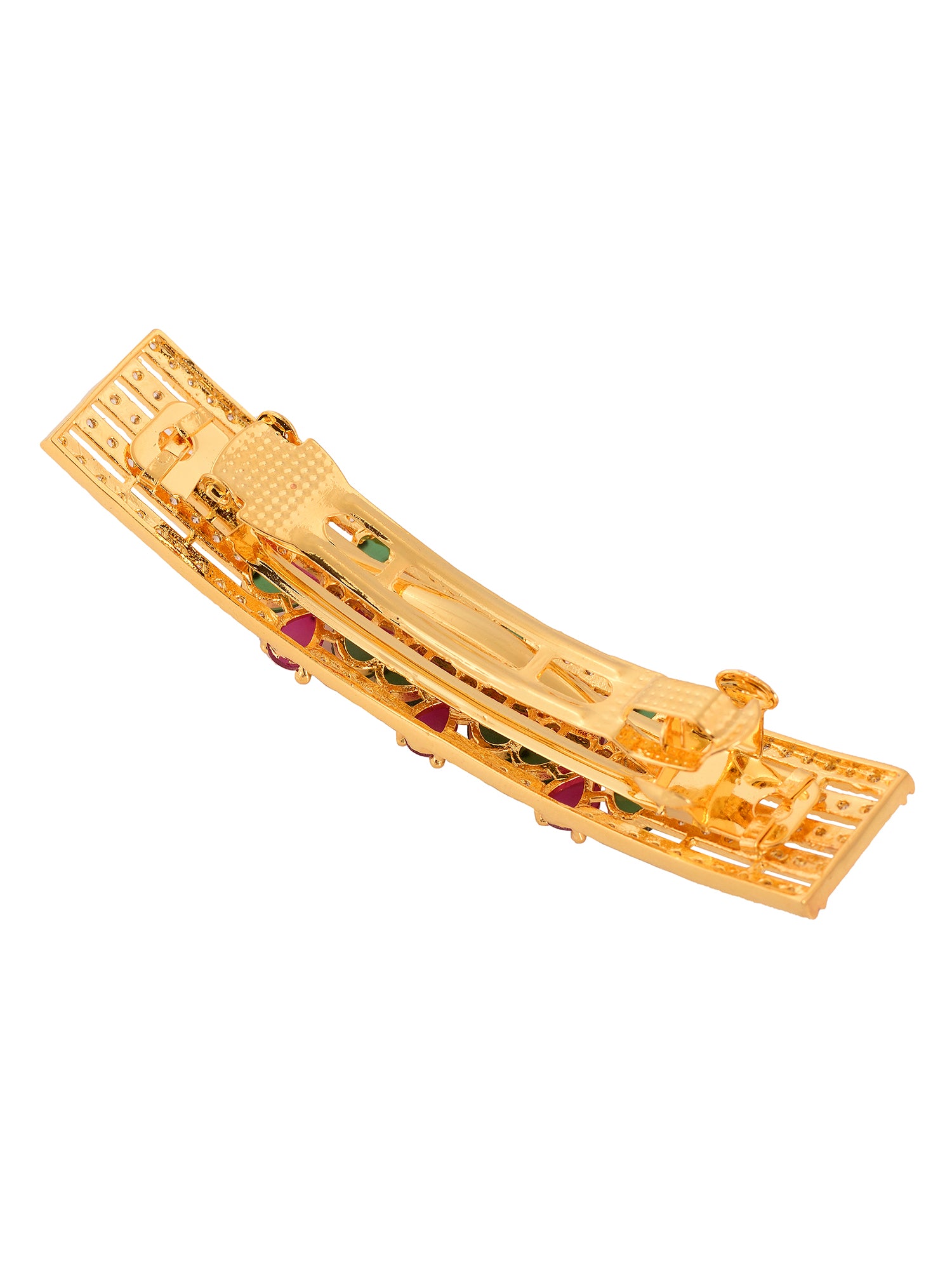 Gold Plated Temple French Barrette Hair Clip, zaveri pearls, sale price rs, sale price, sale gold plated, sale gold, sale, rubans, ring, regular price, priyassi jewellery, kushal's - Saraf RS