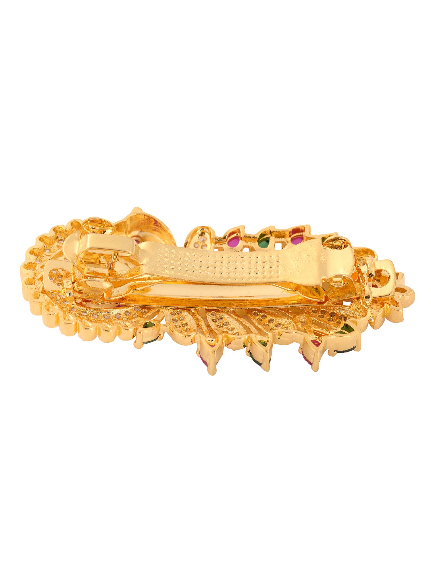 Gold Plated Peacock French Barrette Hair Claw Clip, zaveri pearls, sale price rs, sale price, sale gold plated, sale gold, sale, rubans, ring, regular price, priyassi jewellery, kushal's - Sa