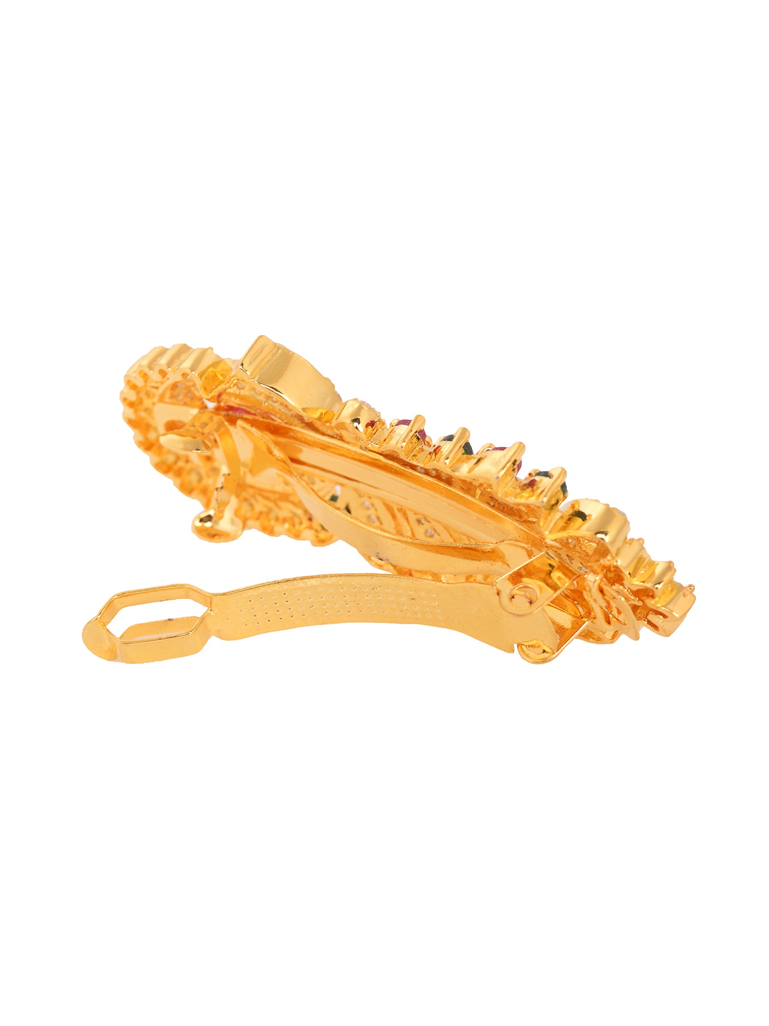 Gold Plated Peacock French Barrette Hair Claw Clip, zaveri pearls, sale price rs, sale price, sale gold plated, sale gold, sale, rubans, ring, regular price, priyassi jewellery, kushal's - Sa