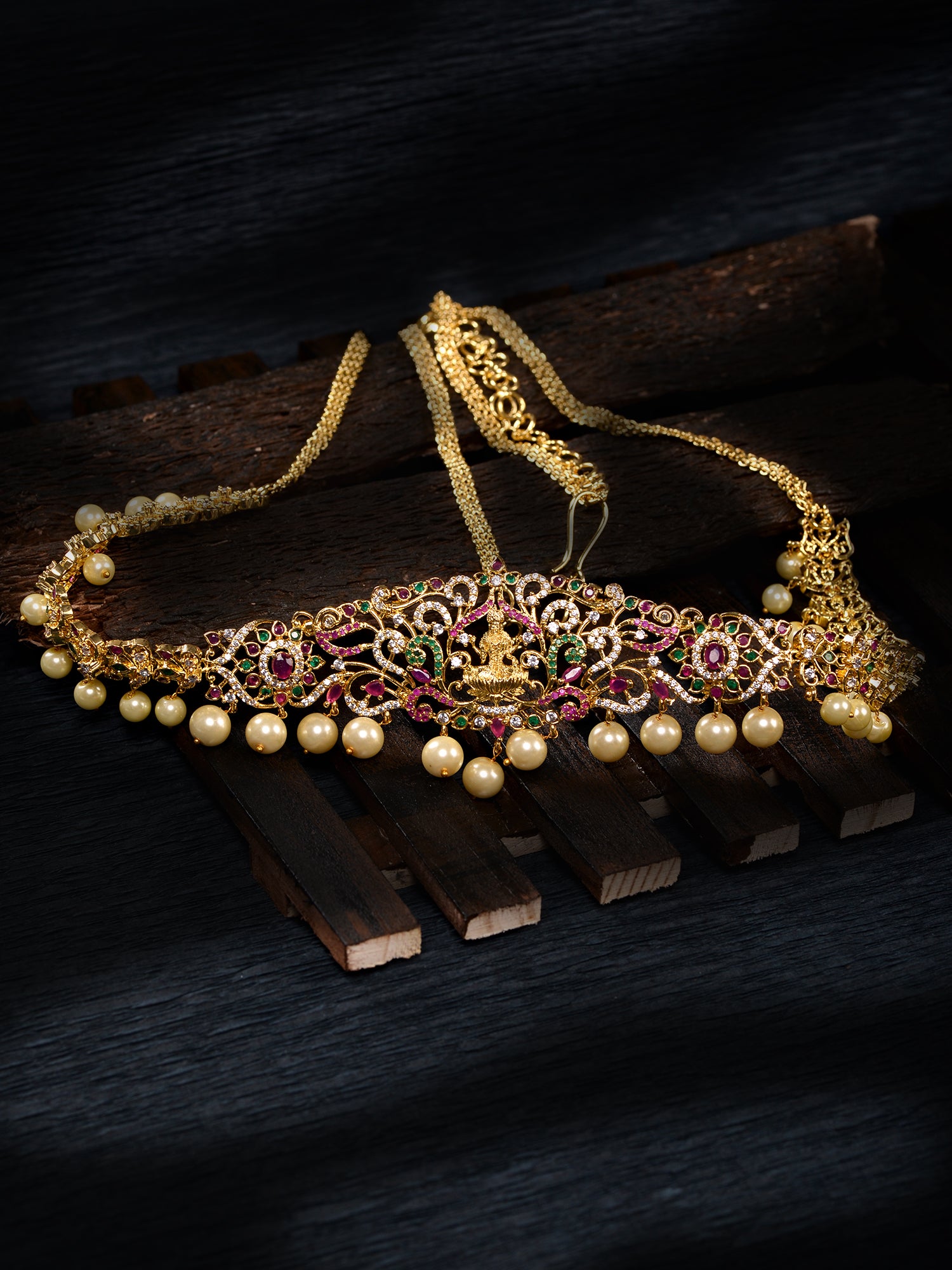 Red & Green AD STUdded Gold Plated Goddess Lakshmi Templef Kamarbandh, zaveri pearls, sale price rs, sale price, sale gold plated, sale gold, sale, rubans, ring, regular price, priyassi jewel