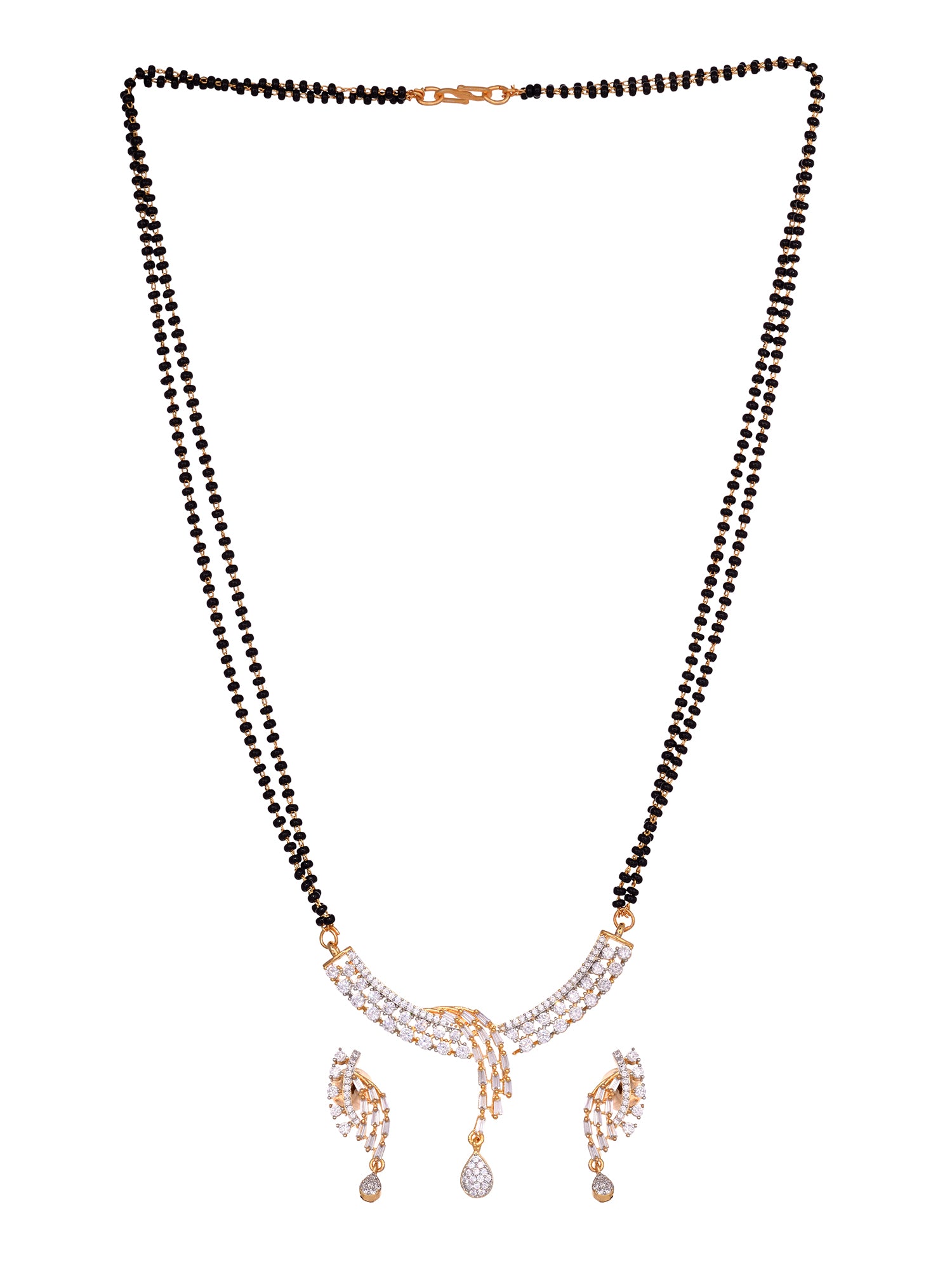 Dual Gold Toned AD Studded Modern look Mangalsutra Earrings, zaveri pearls, sale price rs, sale price, sale gold plated, sale gold, sale, rubans, ring, regular price, priyassi jewellery, kush