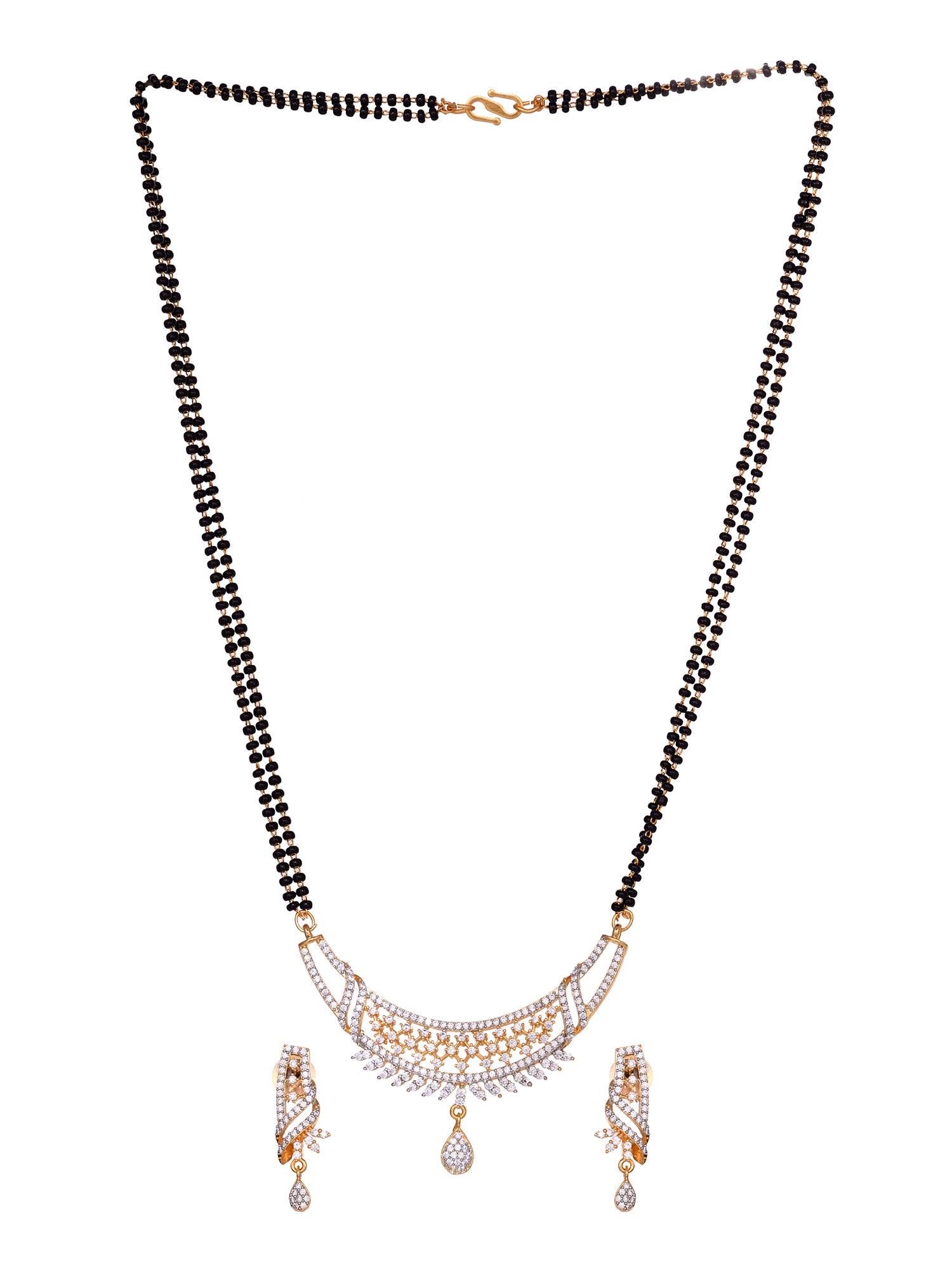 Gold Dual Toned White AD Studded Mangalsutra Jewellery Set, zaveri pearls, sale price rs, sale price, sale gold plated, sale gold, sale, rubans, ring, regular price, priyassi jewellery, kusha
