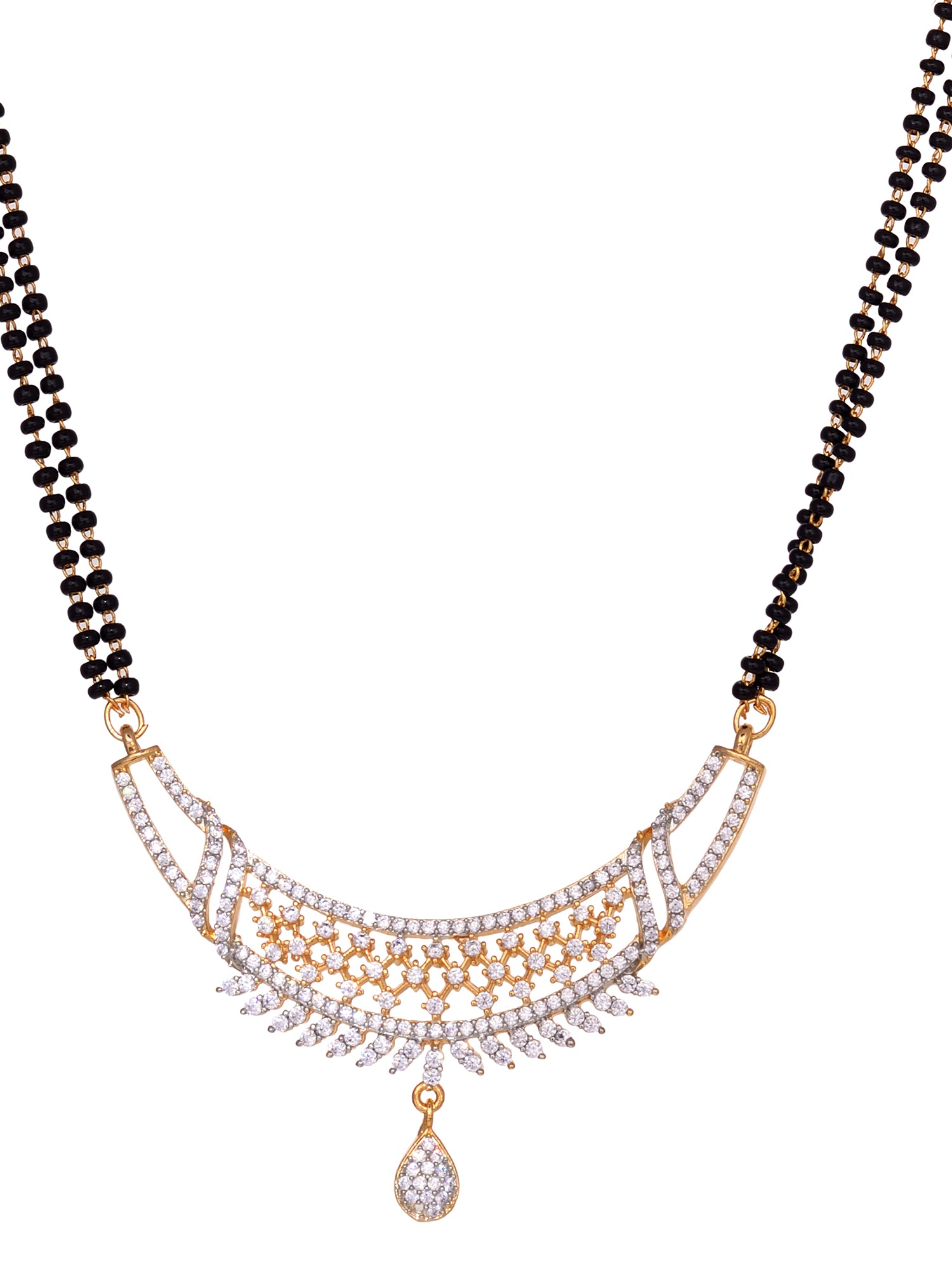 Gold Dual Toned White AD Studded Mangalsutra Jewellery Set, zaveri pearls, sale price rs, sale price, sale gold plated, sale gold, sale, rubans, ring, regular price, priyassi jewellery, kusha