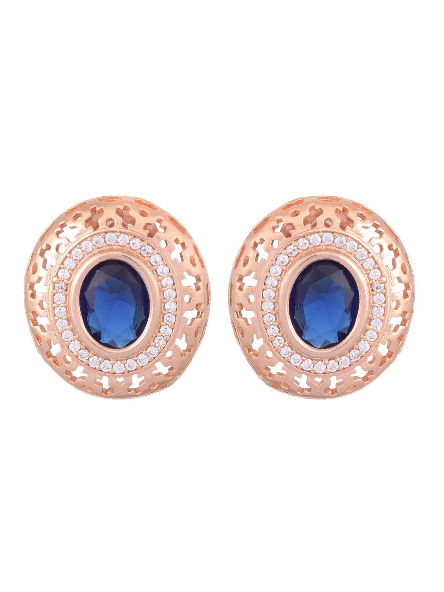 Royal Sapphire Studs Rose gold plated AD handcrafted tops Blue small earrings, zaveri pearls, sale price rs, sale price, sale gold plated, sale gold, sale, rubans, ring, regular price, priyas