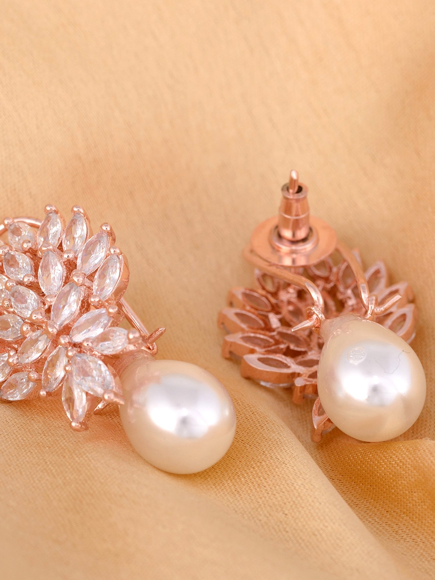 Luxurious Diamond Pearl Drop Earring High Quality White Pearl AD studded, zaveri pearls, sale price rs, sale price, sale gold plated, sale gold, sale, rubans, ring, regular price, priyassi je