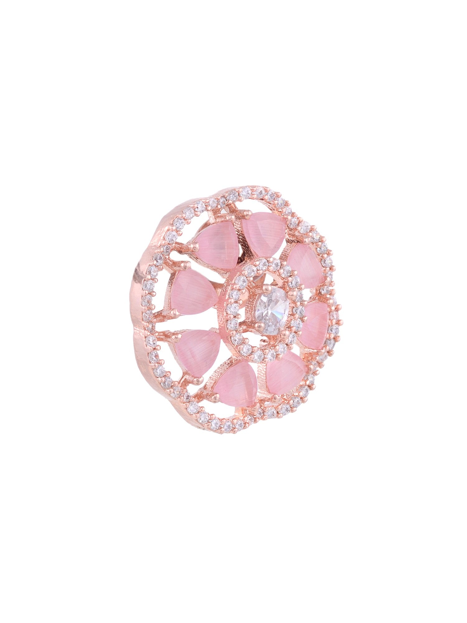 Handcrafted Floral Design Pastel pink studs Rose quartz small earrings Rose gold plated, zaveri pearls, sale price rs, sale price, sale gold plated, sale gold, sale, rubans, ring, regular pri