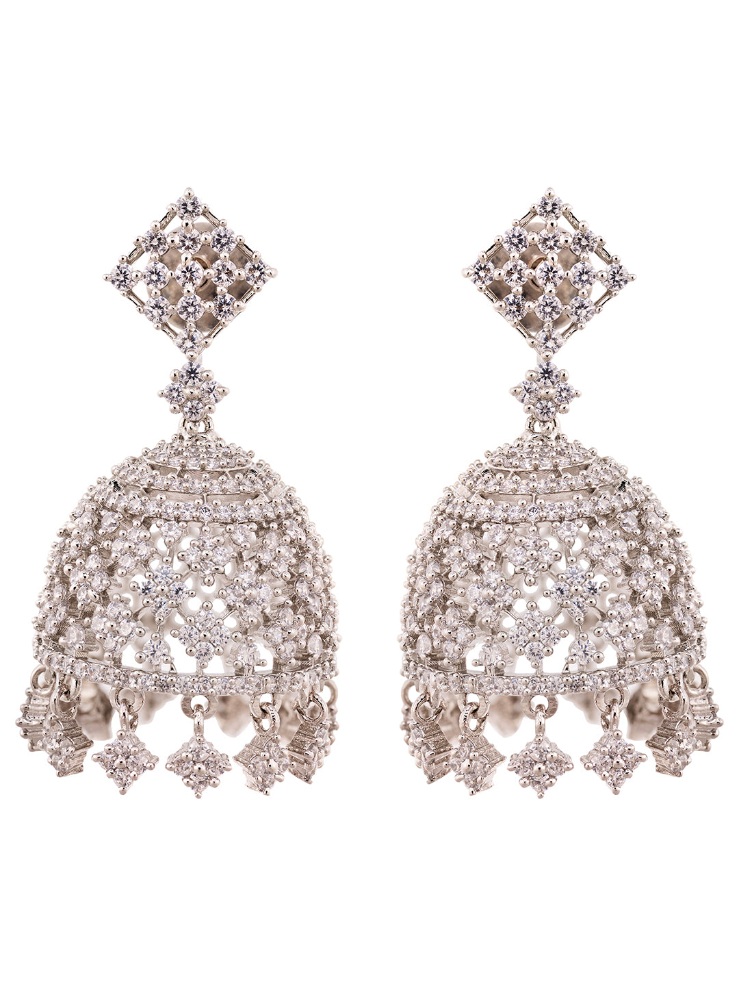 Silver Rhodium Plated White AD Choker Jhumka Jewellery Set, zaveri pearls, sale price rs, sale price, sale gold plated, sale gold, sale, rubans, ring, regular price, priyassi jewellery, kusha