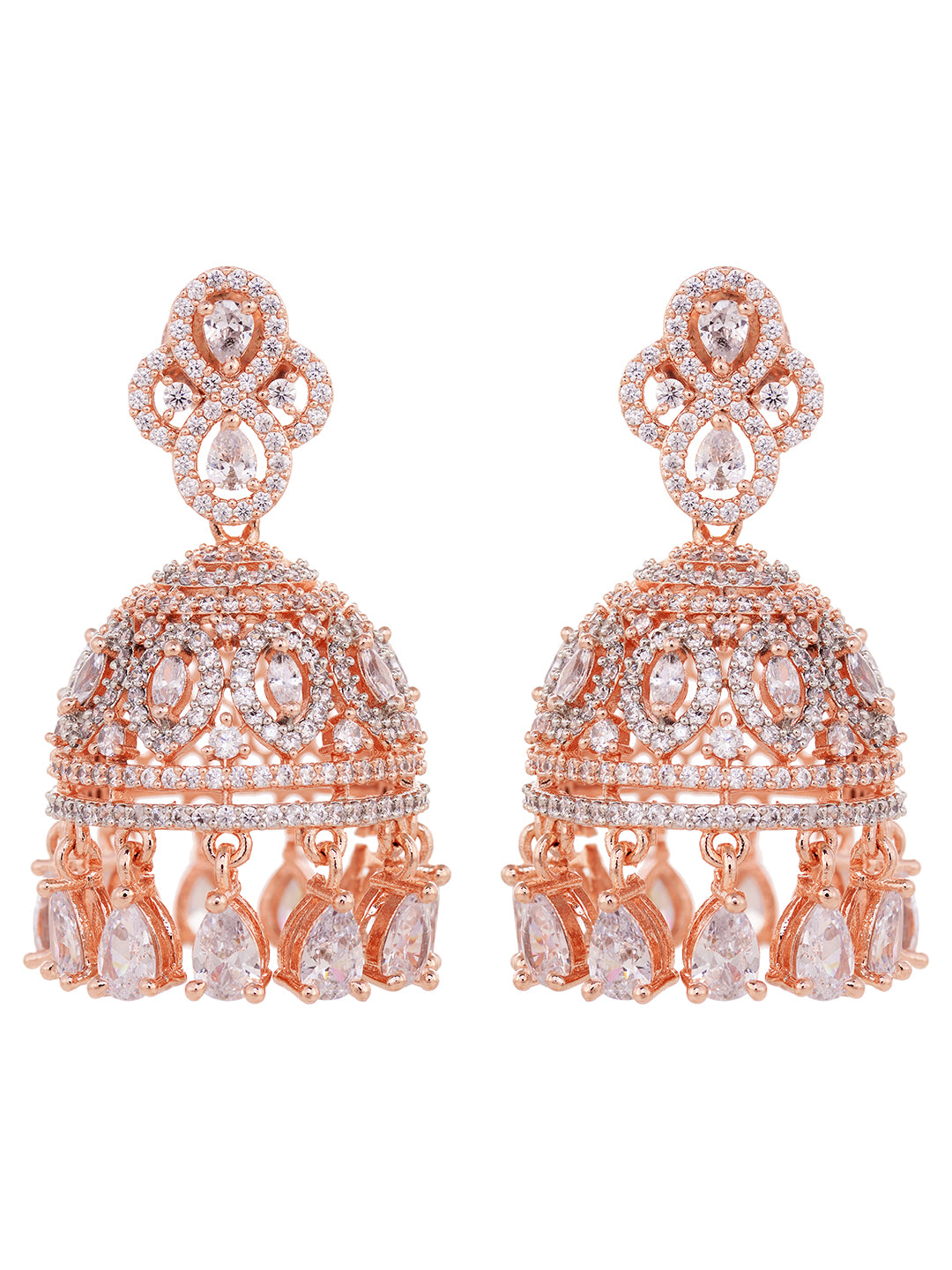 Rose Gold Plated White AD Studded Heavy Choker Jewellery Set, zaveri pearls, sale price rs, sale price, sale gold plated, sale gold, sale, rubans, ring, regular price, priyassi jewellery, kus