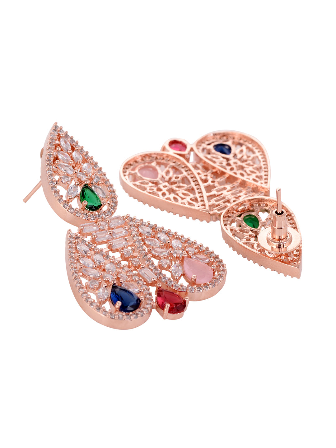 Rose Gold Plated Nav Ratna AD Studded Choker Jewellery Set, zaveri pearls, sale price rs, sale price, sale gold plated, sale gold, sale, rubans, ring, regular price, priyassi jewellery, kusha