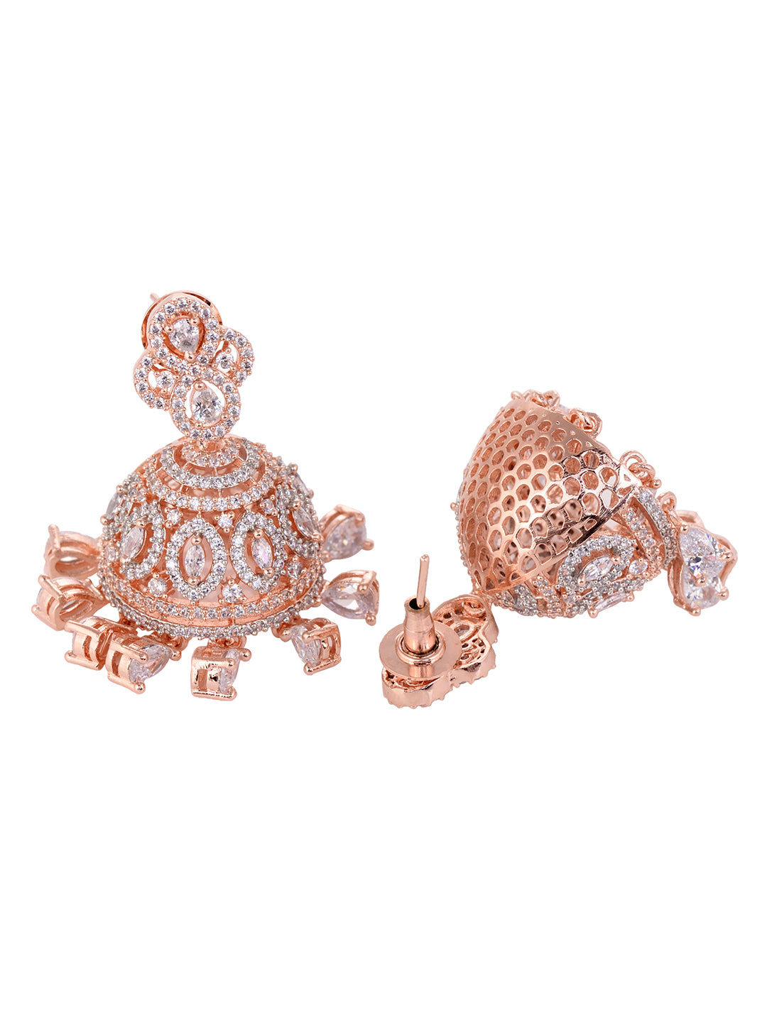 Rose Gold Plated White AD Studded Heavy Choker Jewellery Set, zaveri pearls, sale price rs, sale price, sale gold plated, sale gold, sale, rubans, ring, regular price, priyassi jewellery, kus