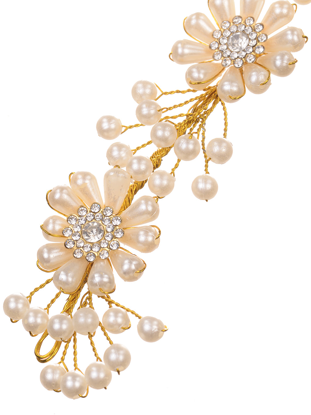 Gold Toned White Pearl Embellished Tiara For Girls & women, zaveri pearls, sale price rs, sale price, sale gold plated, sale gold, sale, rubans, ring, regular price, priyassi jewellery, kusha