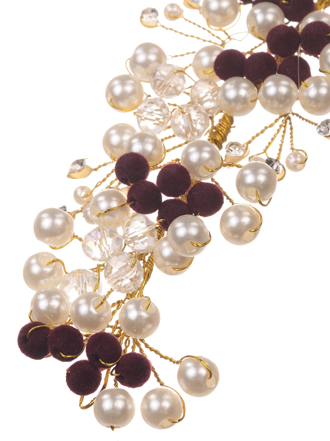 GolD Toned Red & White Pearl Beaded Tiara for Girls & Women, zaveri pearls, sale price rs, sale price, sale gold plated, sale gold, sale, rubans, ring, regular price, priyassi jewellery, kush