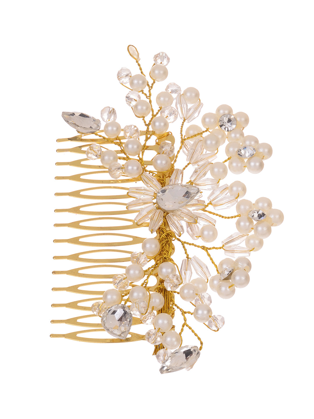 Gold Toned & Pearl Embellished Comb Pin for Girls & Women, zaveri pearls, sale price rs, sale price, sale gold plated, sale gold, sale, rubans, ring, regular price, priyassi jewellery, kushal