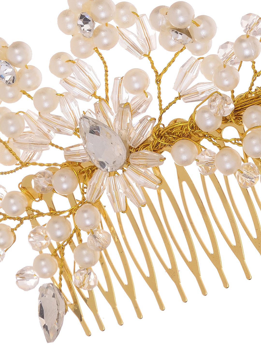 Gold Toned & Pearl Embellished Comb Pin for Girls & Women, zaveri pearls, sale price rs, sale price, sale gold plated, sale gold, sale, rubans, ring, regular price, priyassi jewellery, kushal