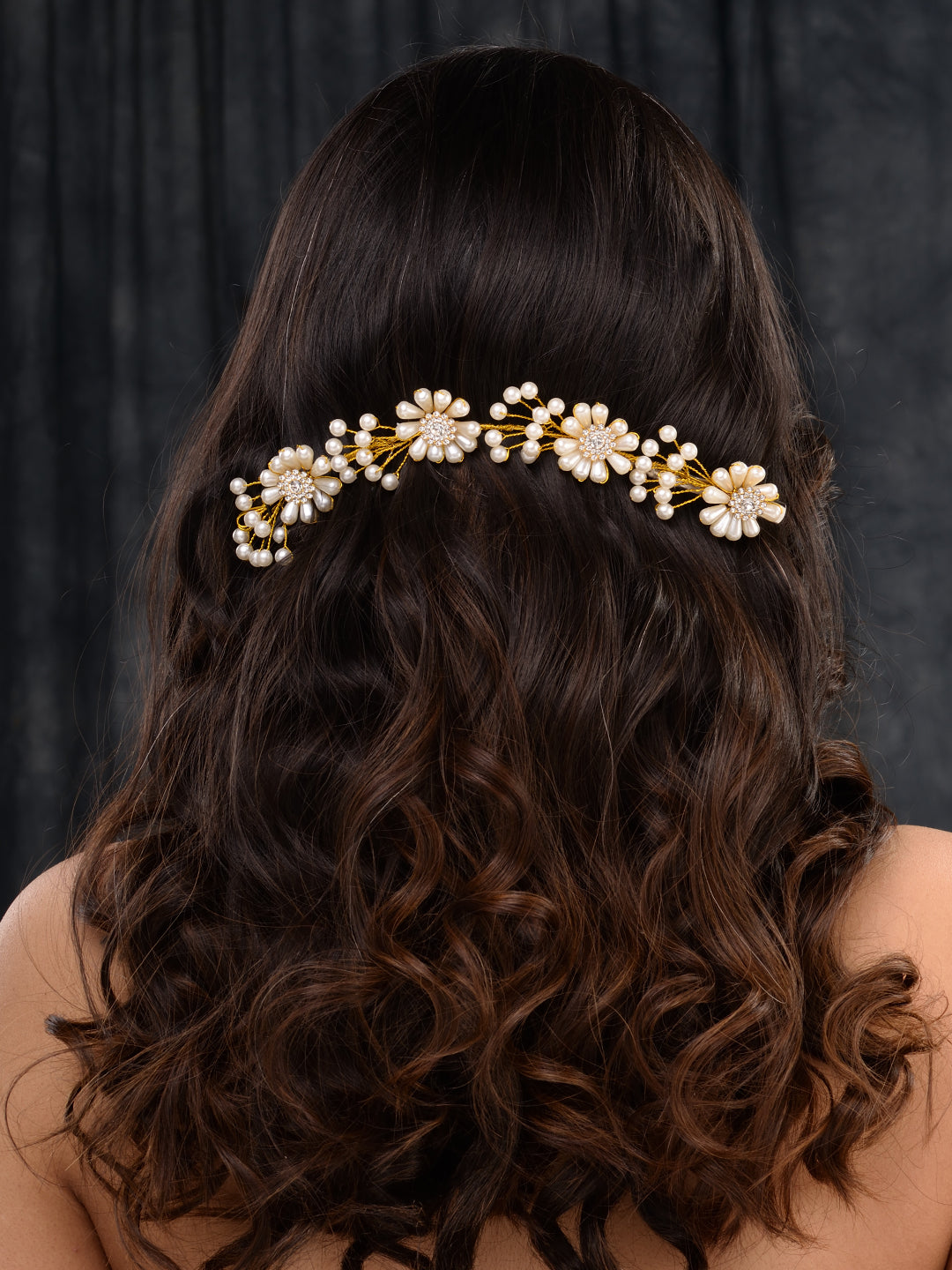 Gold Toned White Pearl Embellished Tiara For Girls & women, zaveri pearls, sale price rs, sale price, sale gold plated, sale gold, sale, rubans, ring, regular price, priyassi jewellery, kusha