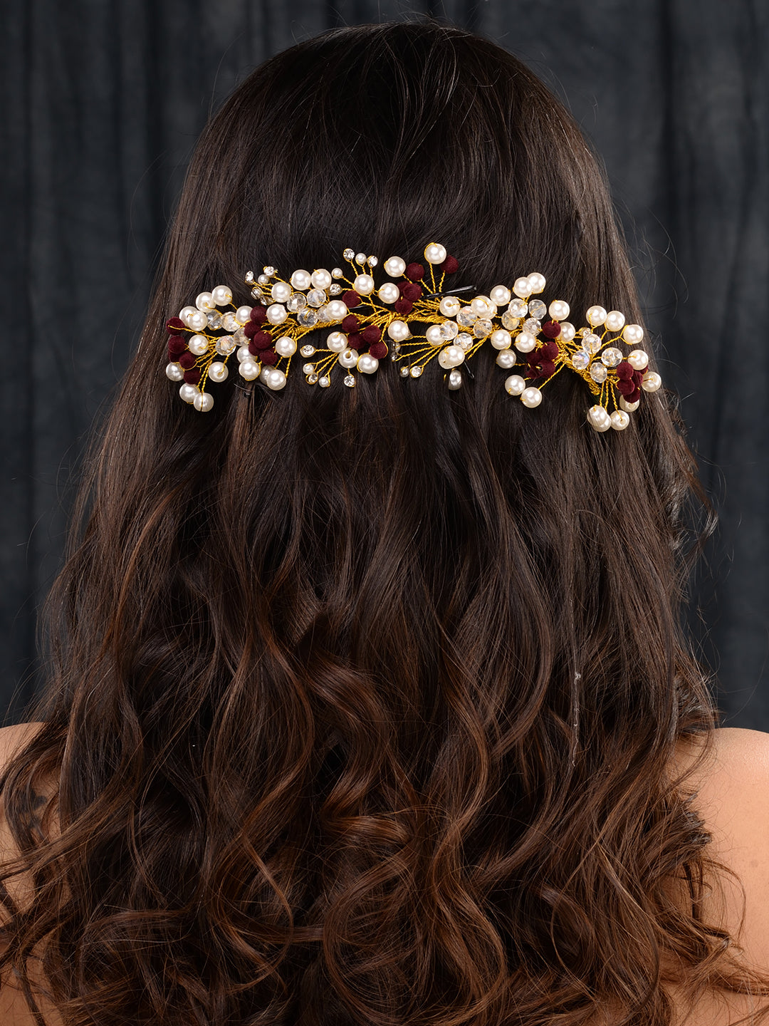 GolD Toned Red & White Pearl Beaded Tiara for Girls & Women, zaveri pearls, sale price rs, sale price, sale gold plated, sale gold, sale, rubans, ring, regular price, priyassi jewellery, kush