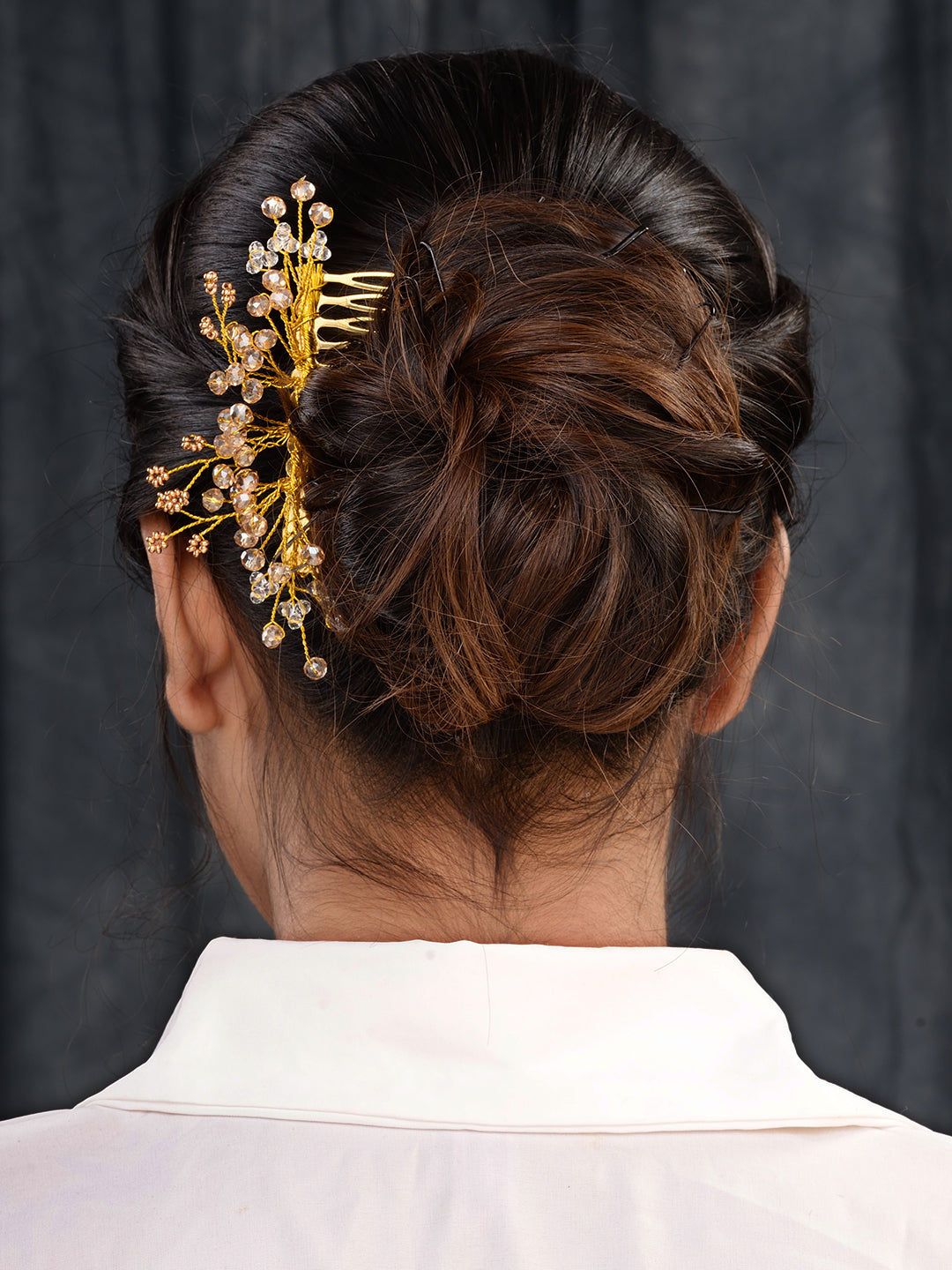 Gold Toned Crystal Embellished Comb Pin For Girls & Women, zaveri pearls, sale price rs, sale price, sale gold plated, sale gold, sale, rubans, ring, regular price, priyassi jewellery, kushal