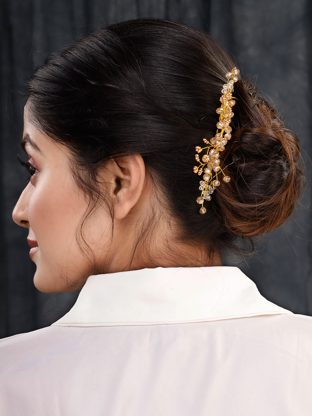 Gold Toned Crystal Embellished Comb Pin For Girls & Women, zaveri pearls, sale price rs, sale price, sale gold plated, sale gold, sale, rubans, ring, regular price, priyassi jewellery, kushal